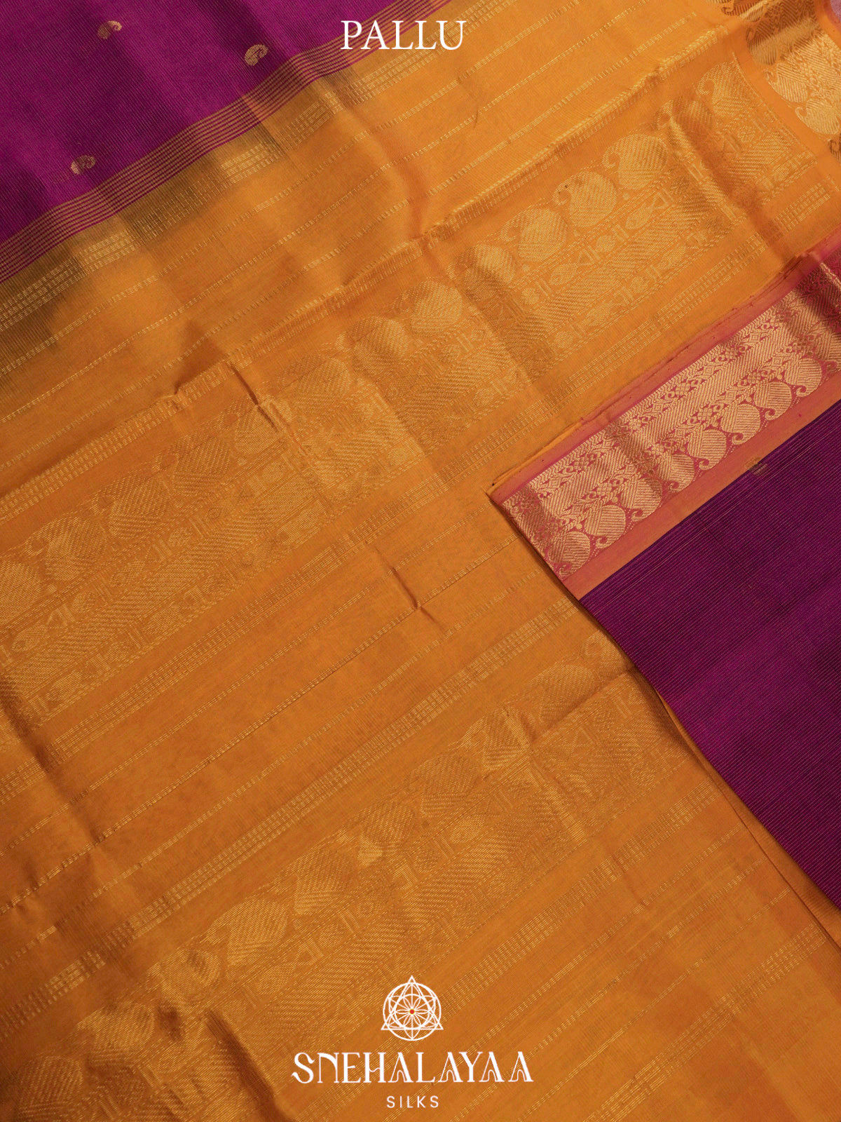 Wine Red Kanchi Silk Cotton Saree