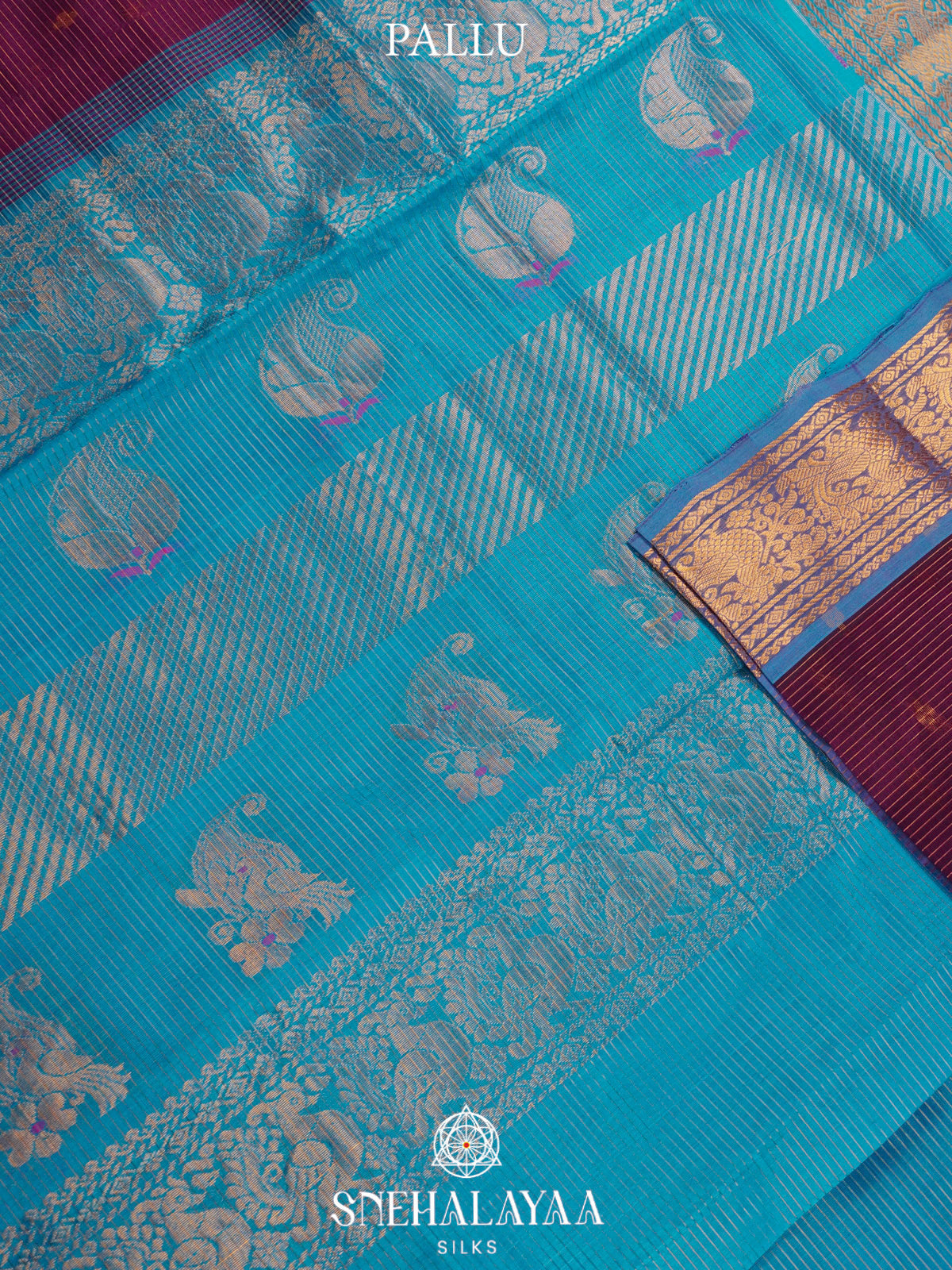 Wine Kanchi Silk Cotton Saree
