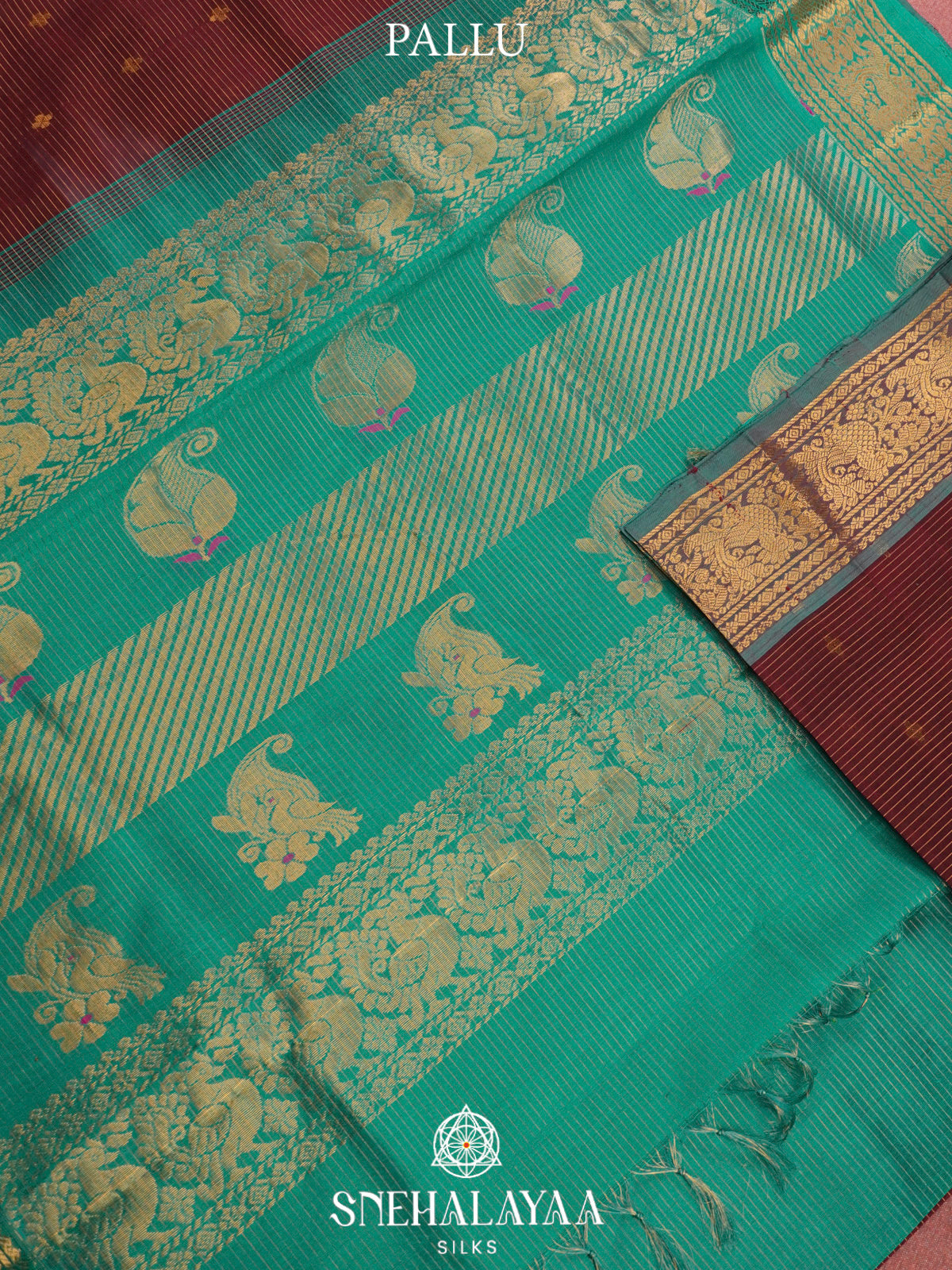 Brown Kanchi Silk Cotton Saree