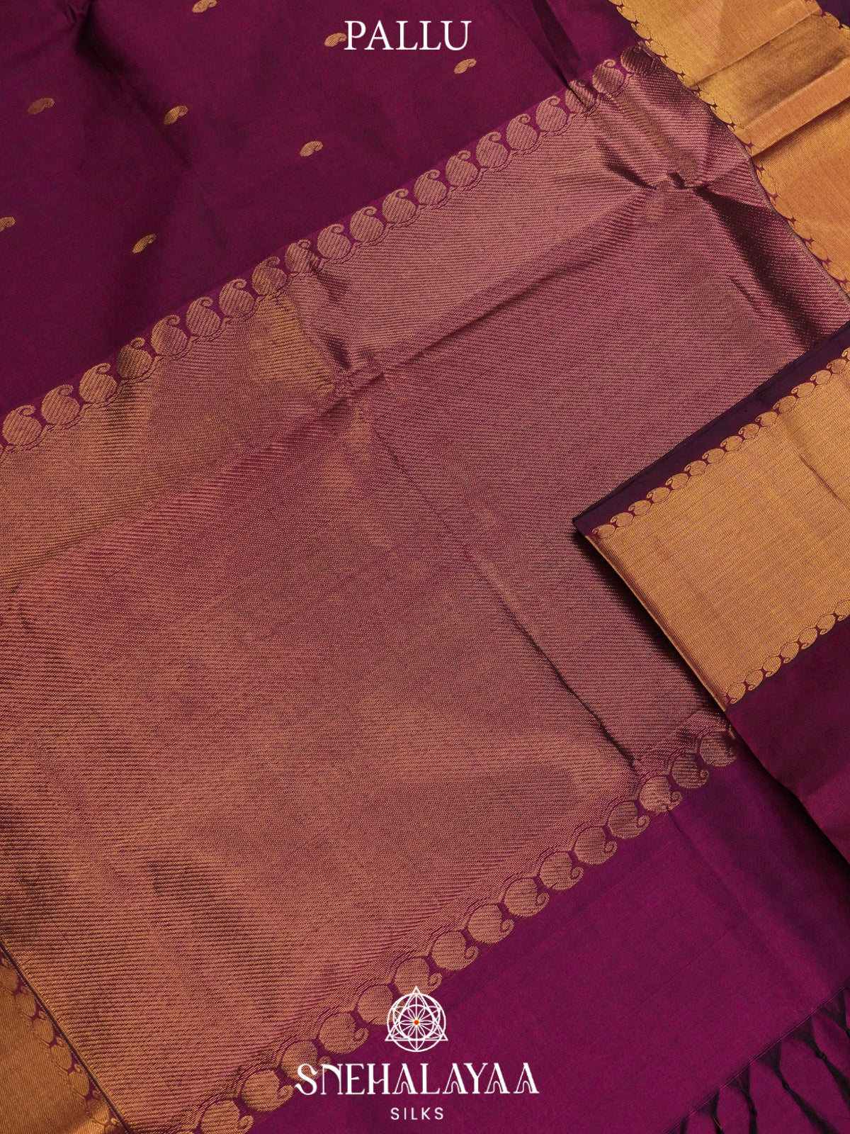 Wine Kanchi Silk Cotton Saree