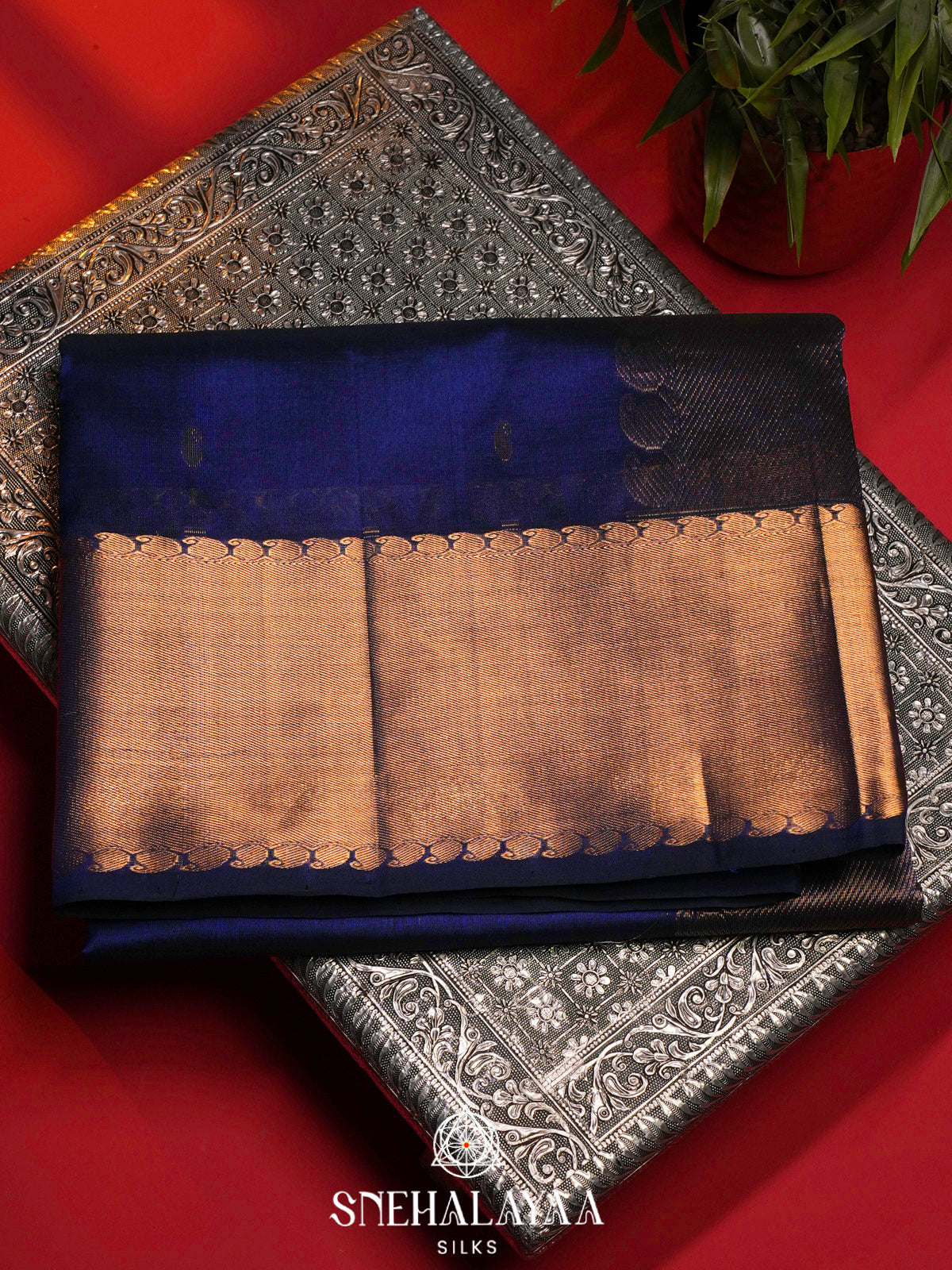 Ink Blue Kanchi Silk Cotton Saree