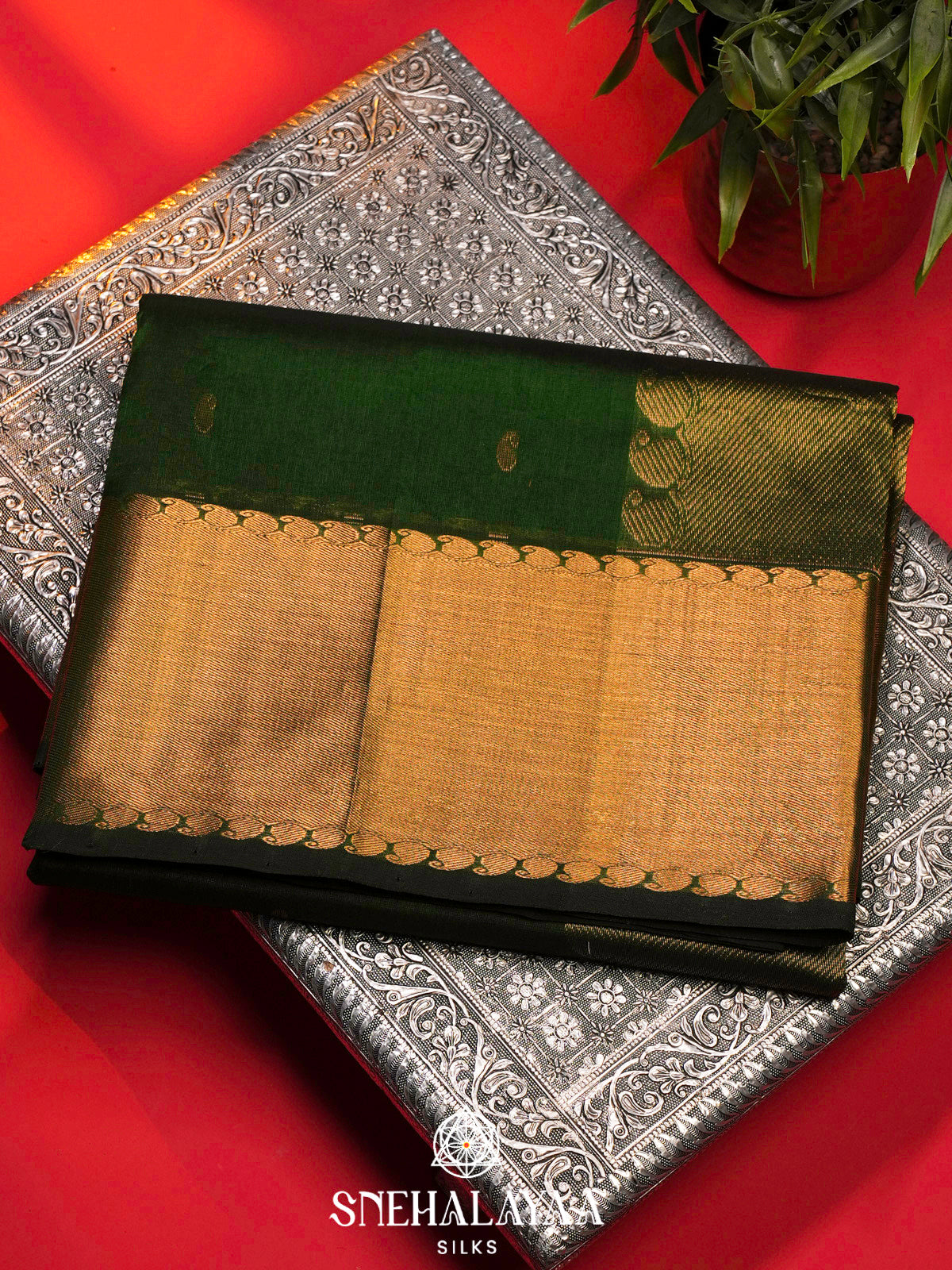 Emerald Green Kanchi Silk Cotton Saree
