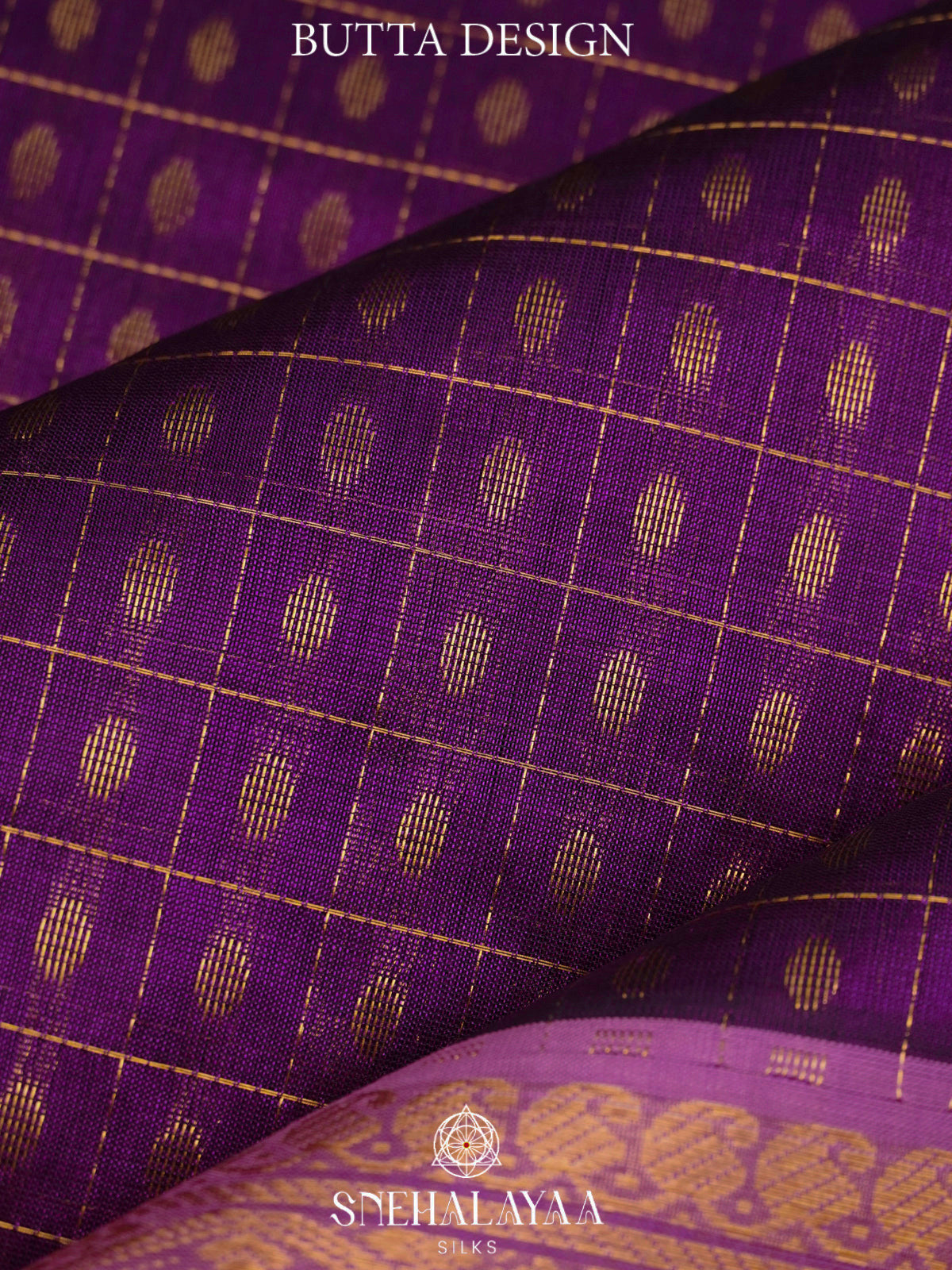 Purple Kanchi Silk Cotton Saree with 1000 Buttas