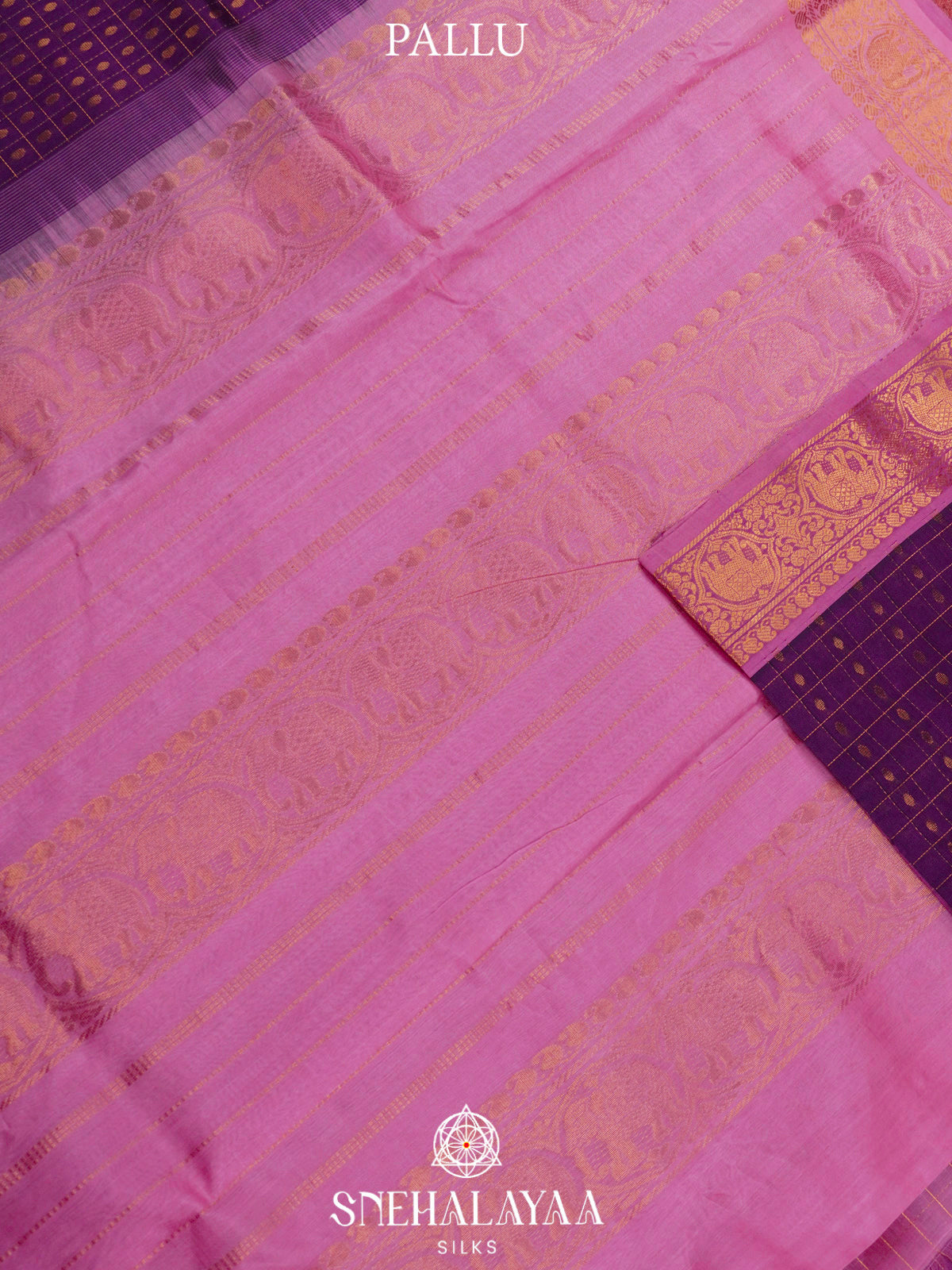 Purple Kanchi Silk Cotton Saree with 1000 Buttas