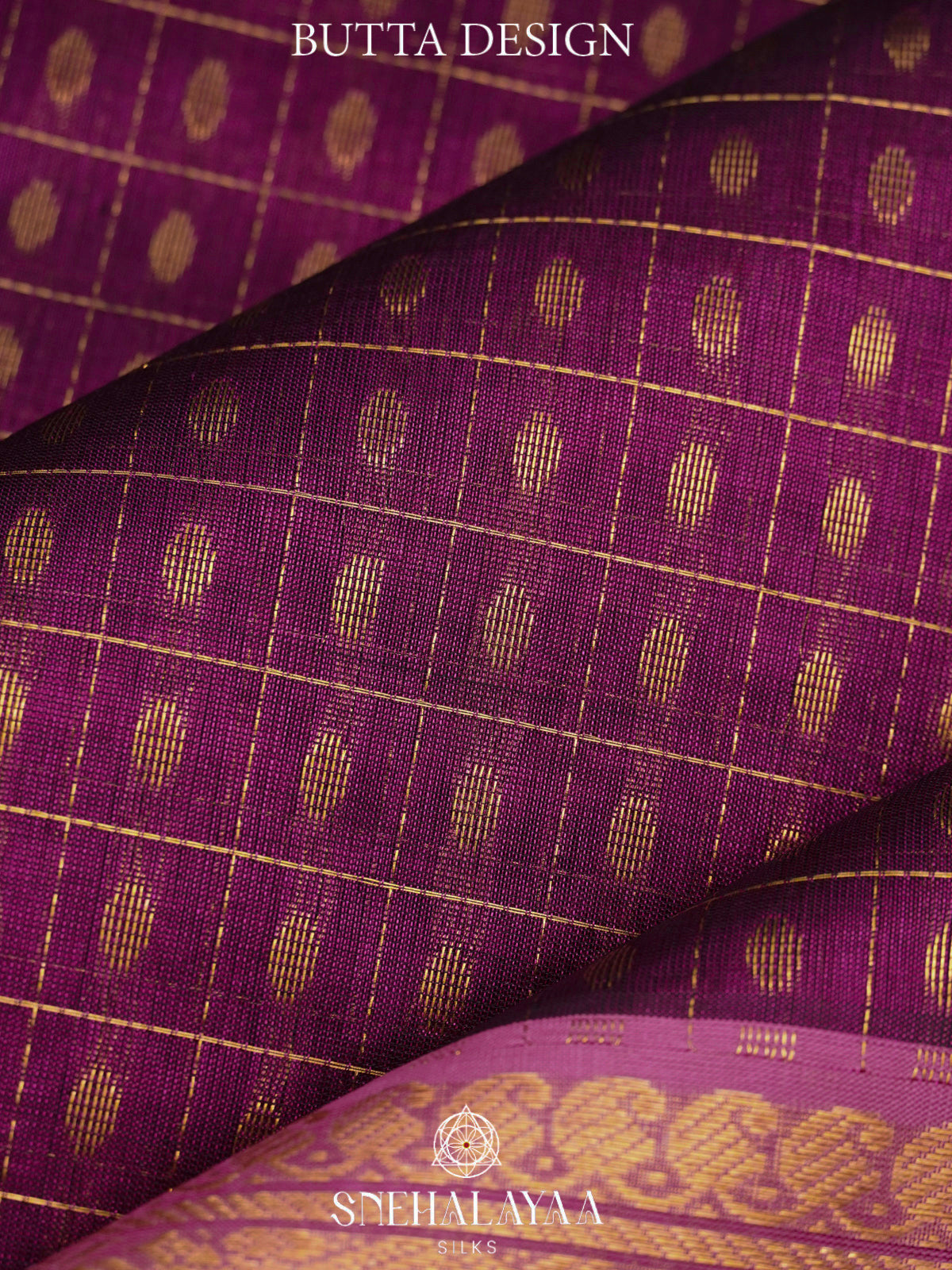 Purple Kanchi Silk Cotton Saree with 1000 Buttas