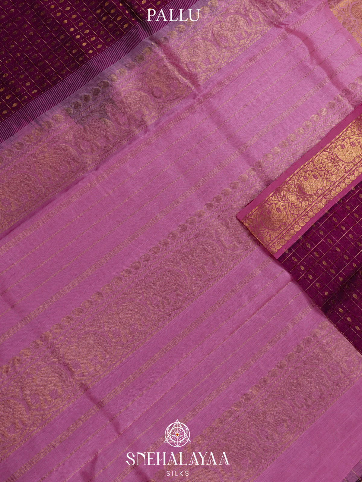 Purple Kanchi Silk Cotton Saree with 1000 Buttas