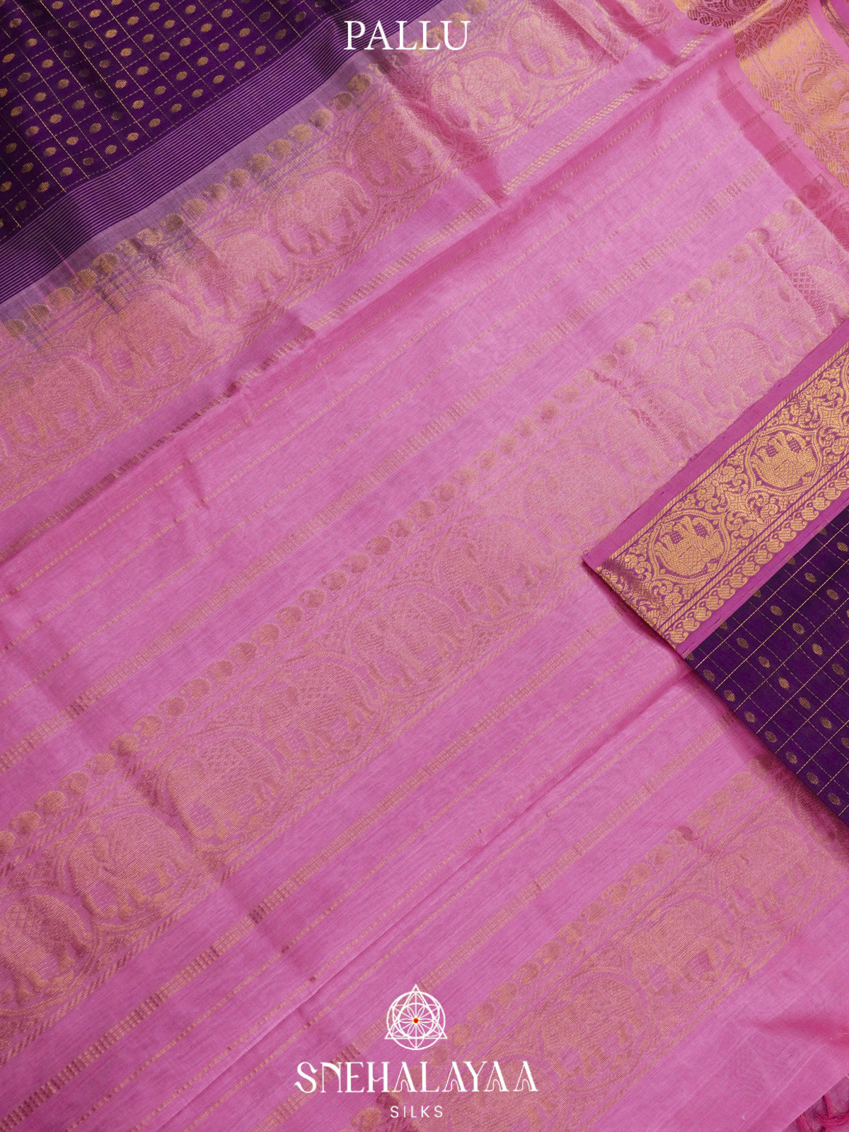 Purple Kanchi Silk Cotton Saree with 1000 Buttas