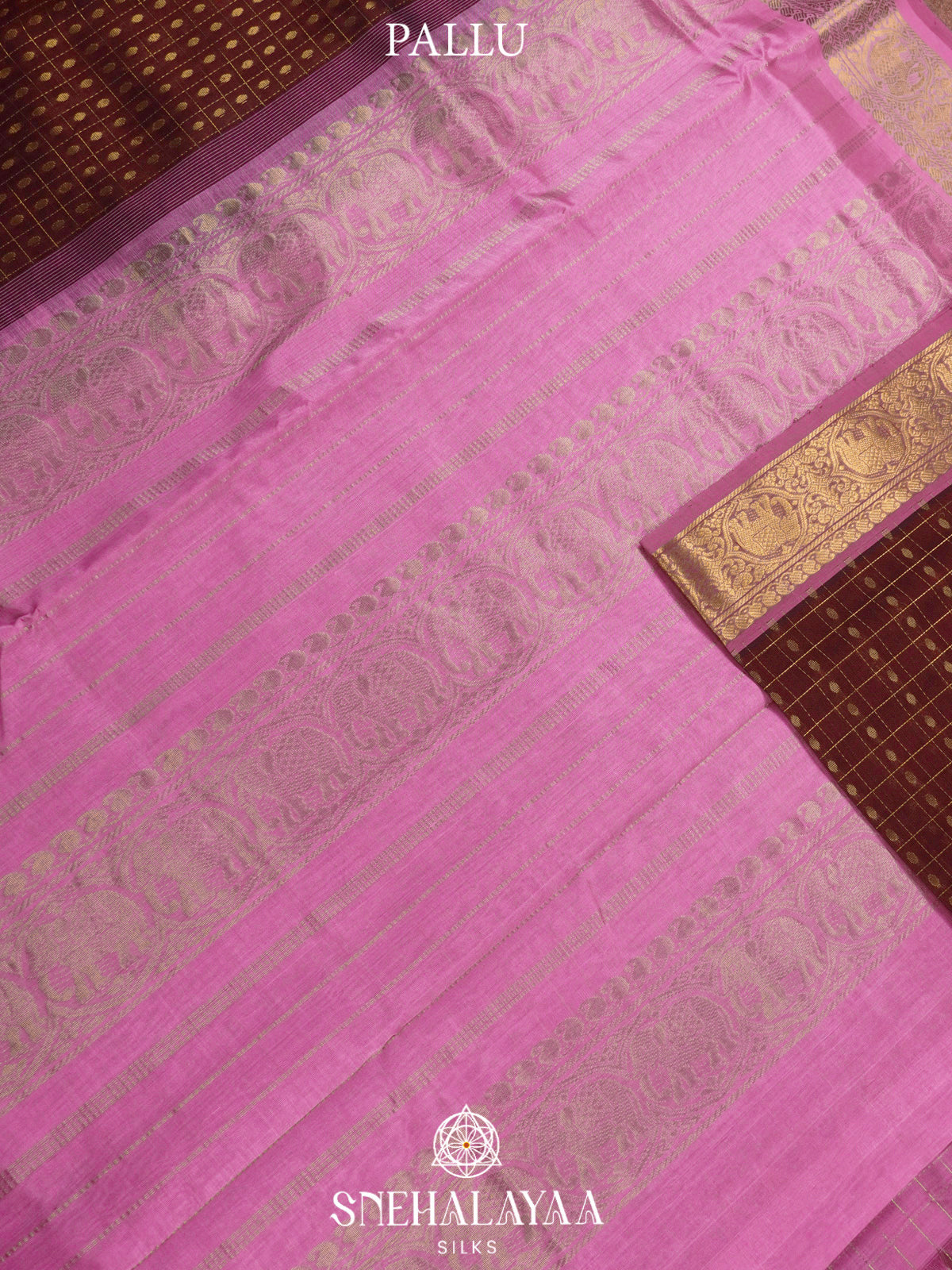 Maroon Kanchi Silk Cotton Saree with 1000 Buttas