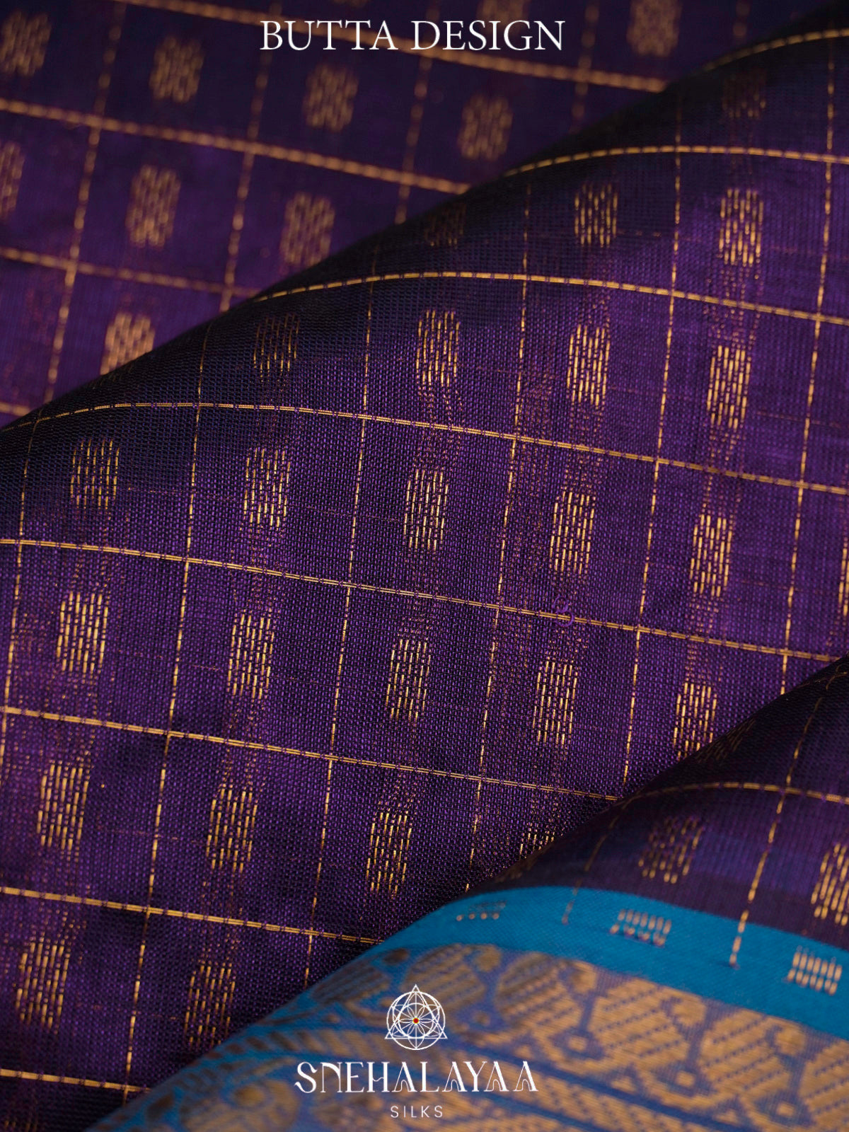 Royal Purple Kanchi Silk Cotton Saree with 1000 Buttas