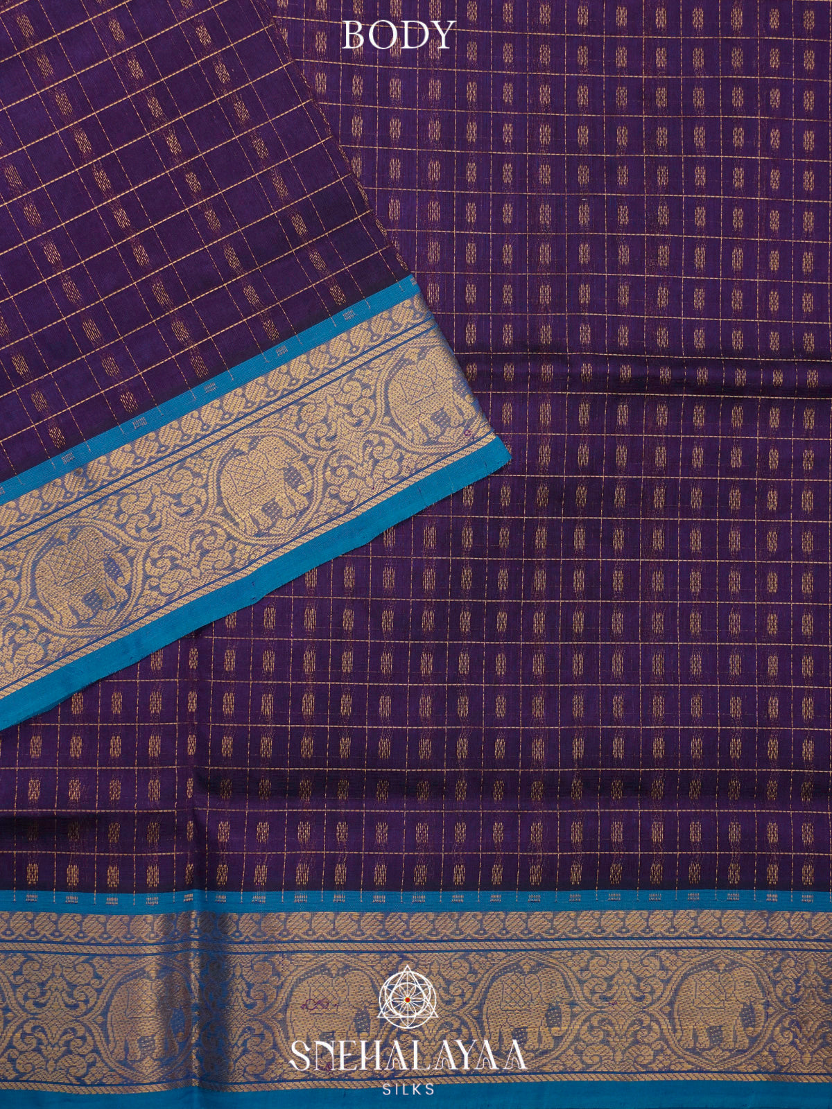 Royal Purple Kanchi Silk Cotton Saree with 1000 Buttas