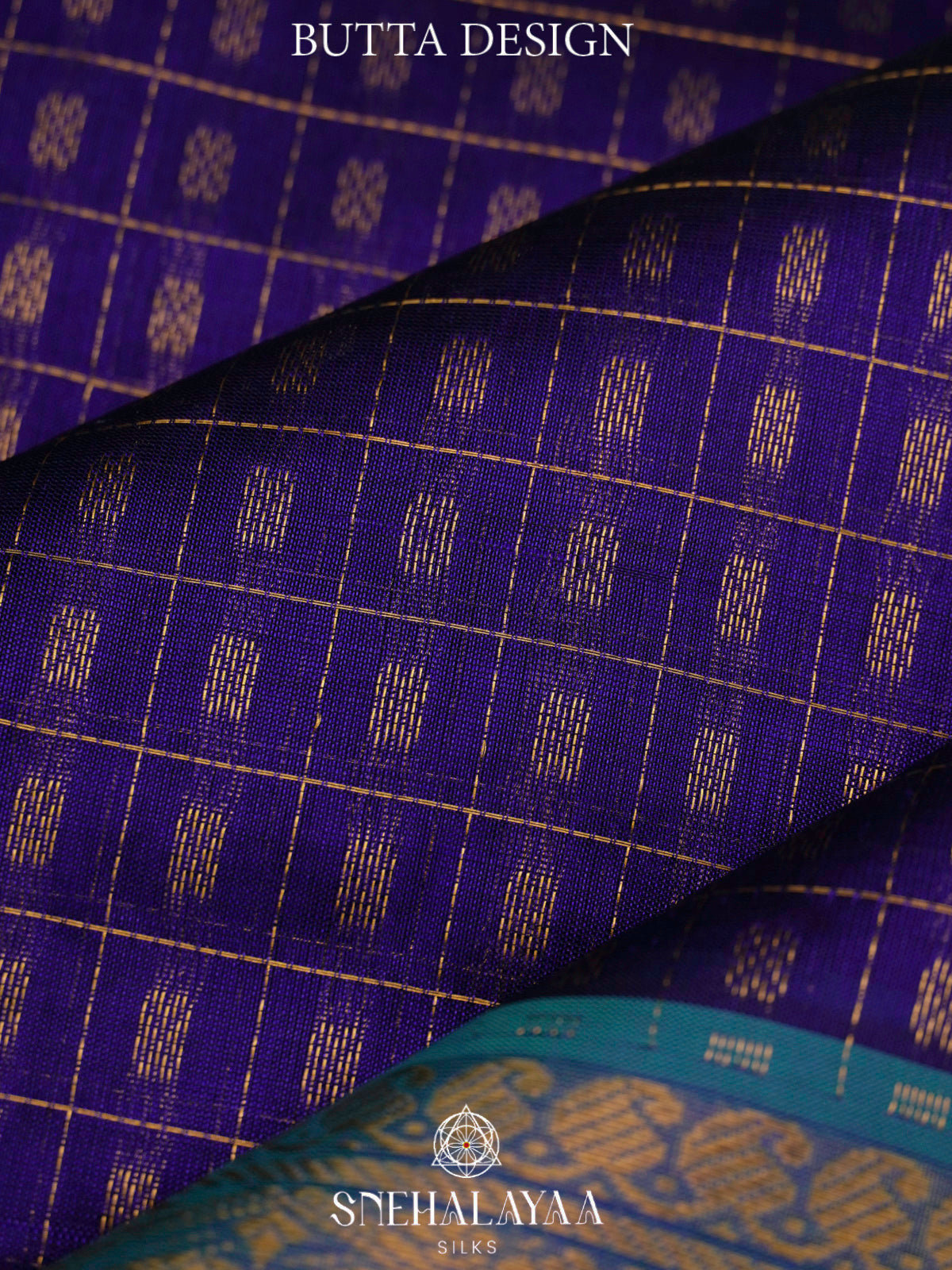 Blue Kanchi Silk Cotton Saree with 1000 Buttas