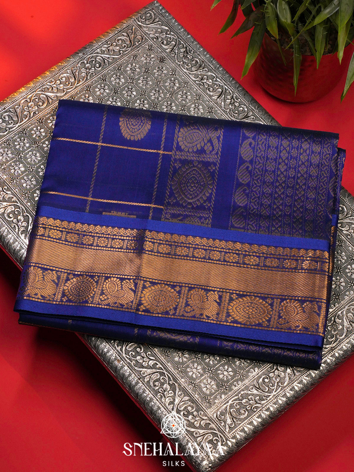 Ink Blue Kanchi Silk Cotton Saree