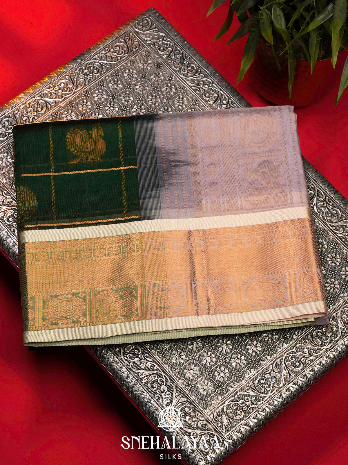 Forest Green Kanchi Silk Cotton Saree