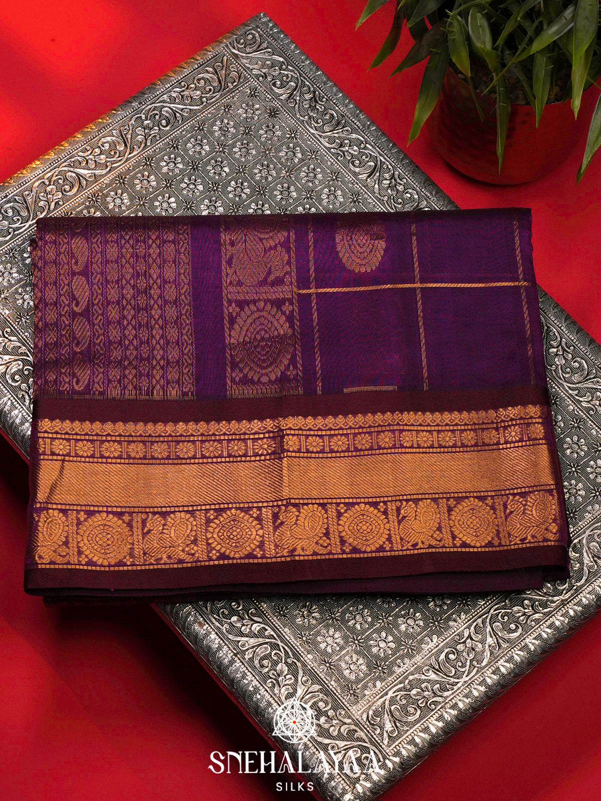 Magenta Kanchi Silk Cotton Saree