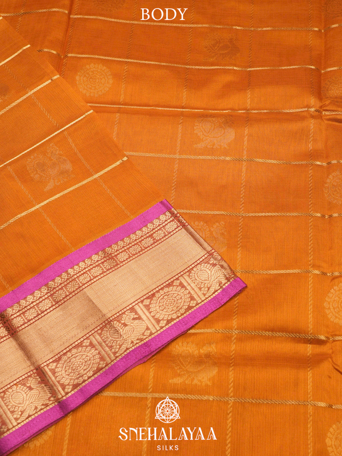 Orange Kanchi Silk Cotton Saree