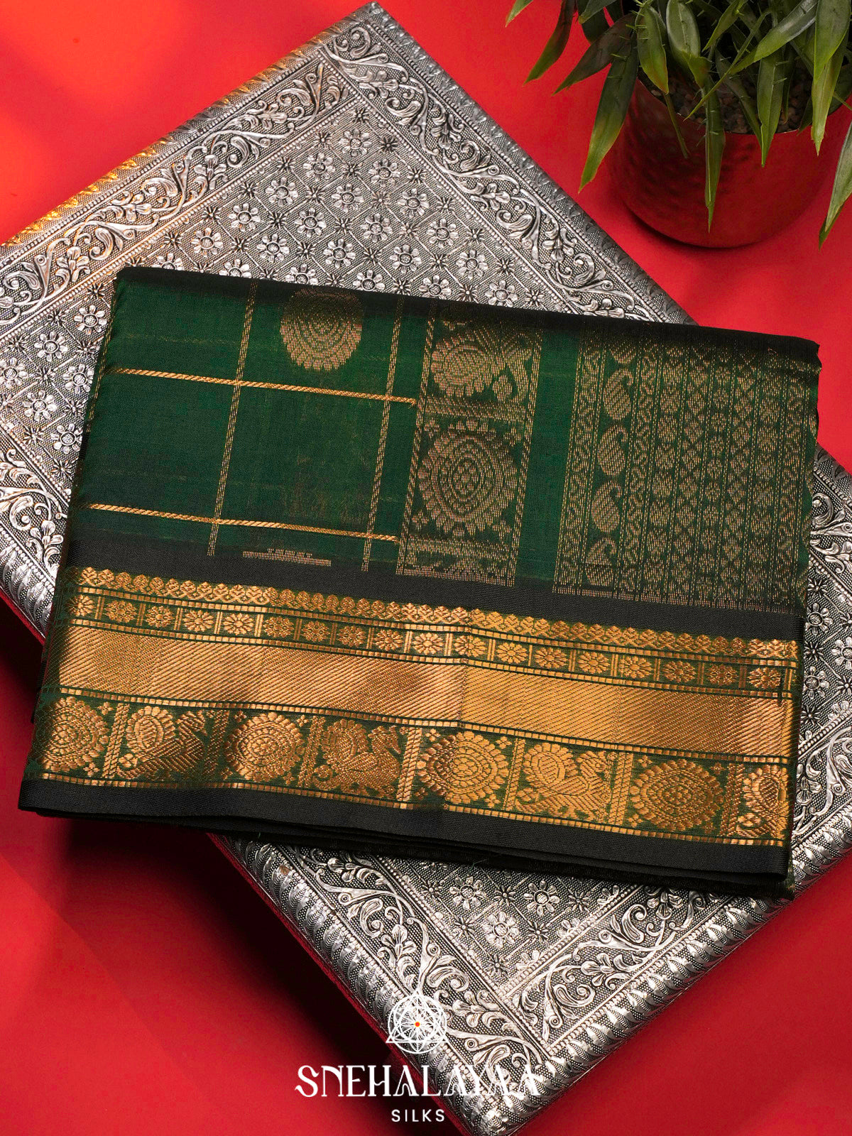 Emerald Green Kanchi Silk Cotton Saree