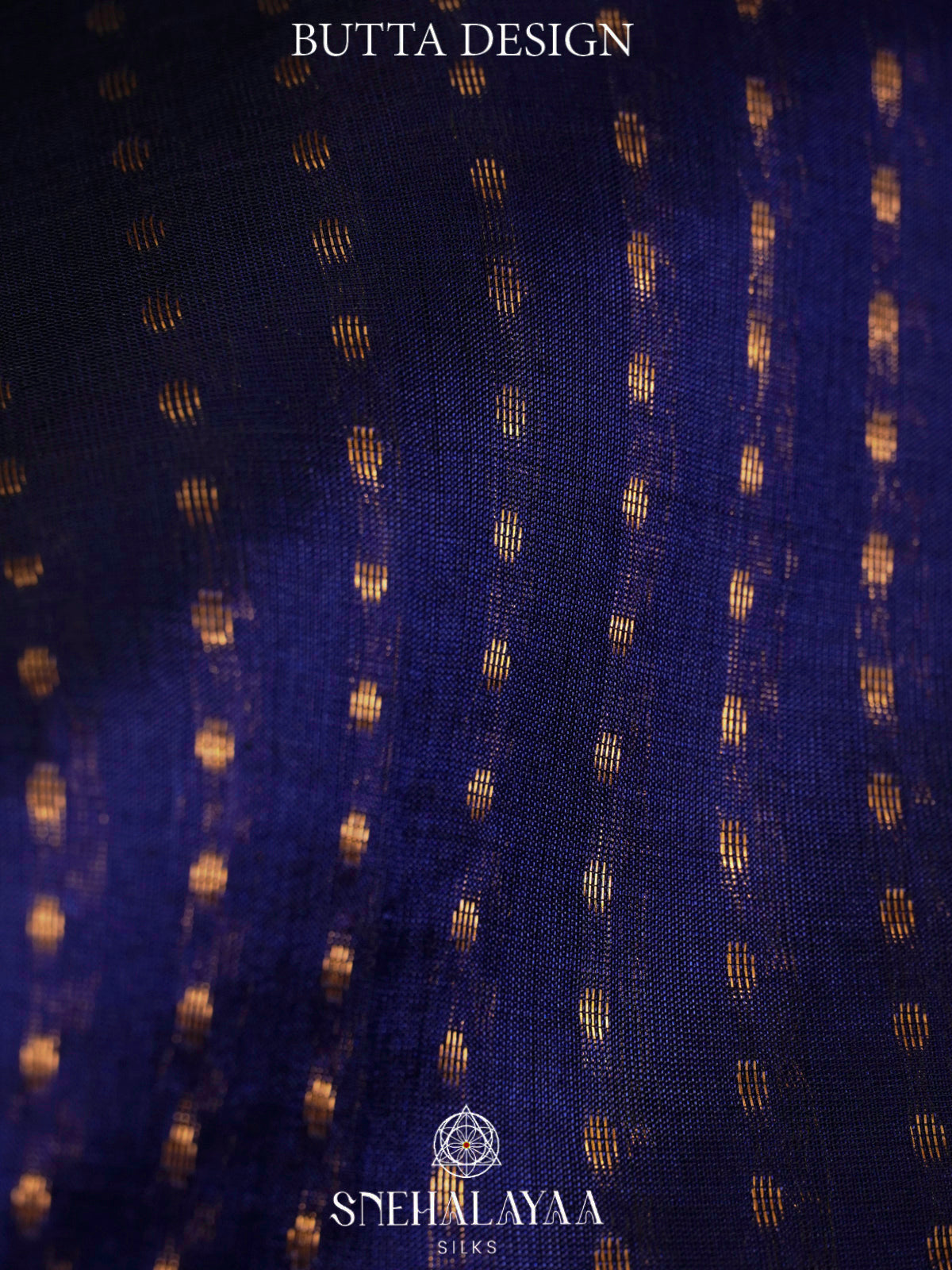 Navy Blue Kanchi Silk Cotton Saree with 1000 Buttas