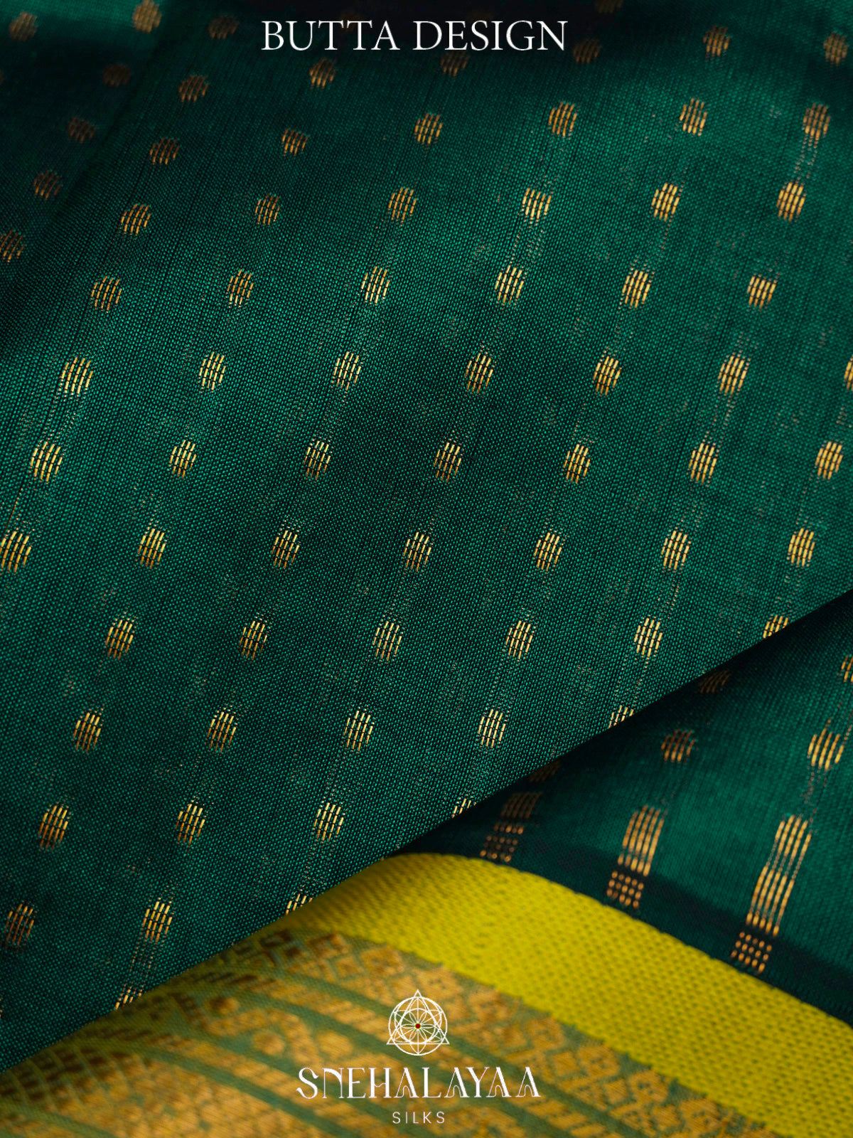 Green Kanchi Silk Cotton Saree with 1000 Buttas