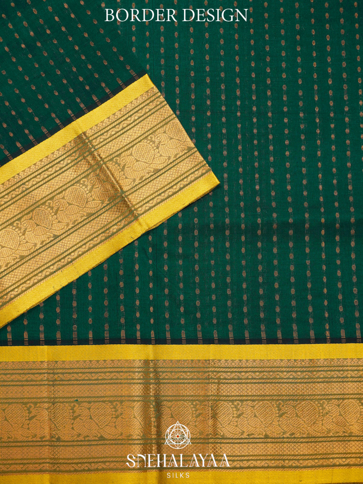 Green Kanchi Silk Cotton Saree with 1000 Buttas