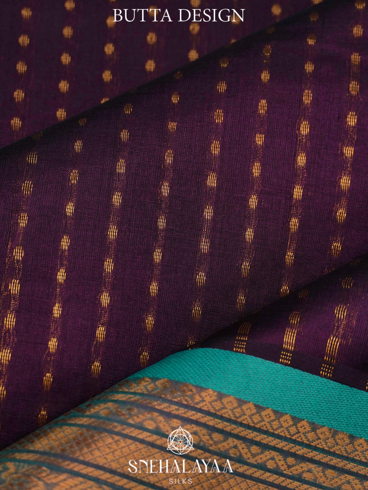 Wine Kanchi Silk Cotton Saree with 1000 Buttas