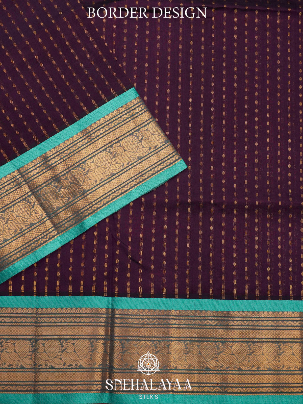 Wine Kanchi Silk Cotton Saree with 1000 Buttas