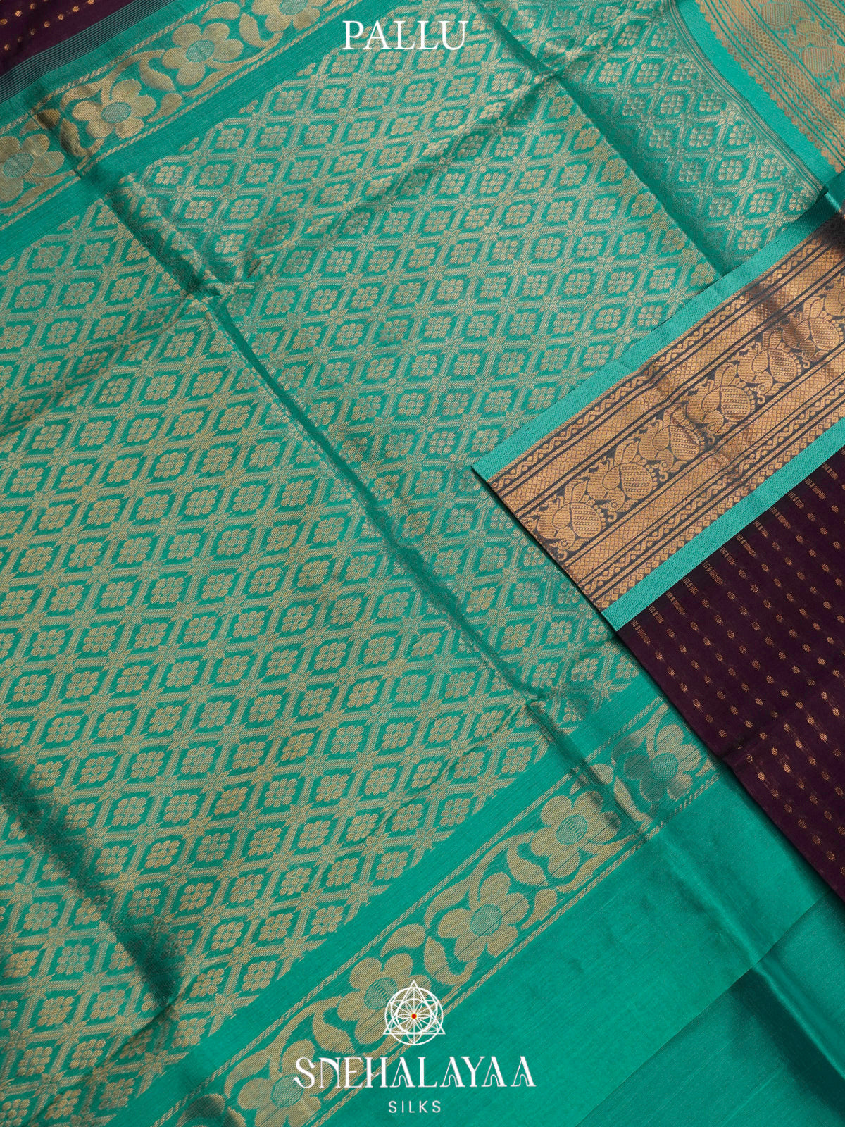 Wine Kanchi Silk Cotton Saree with 1000 Buttas