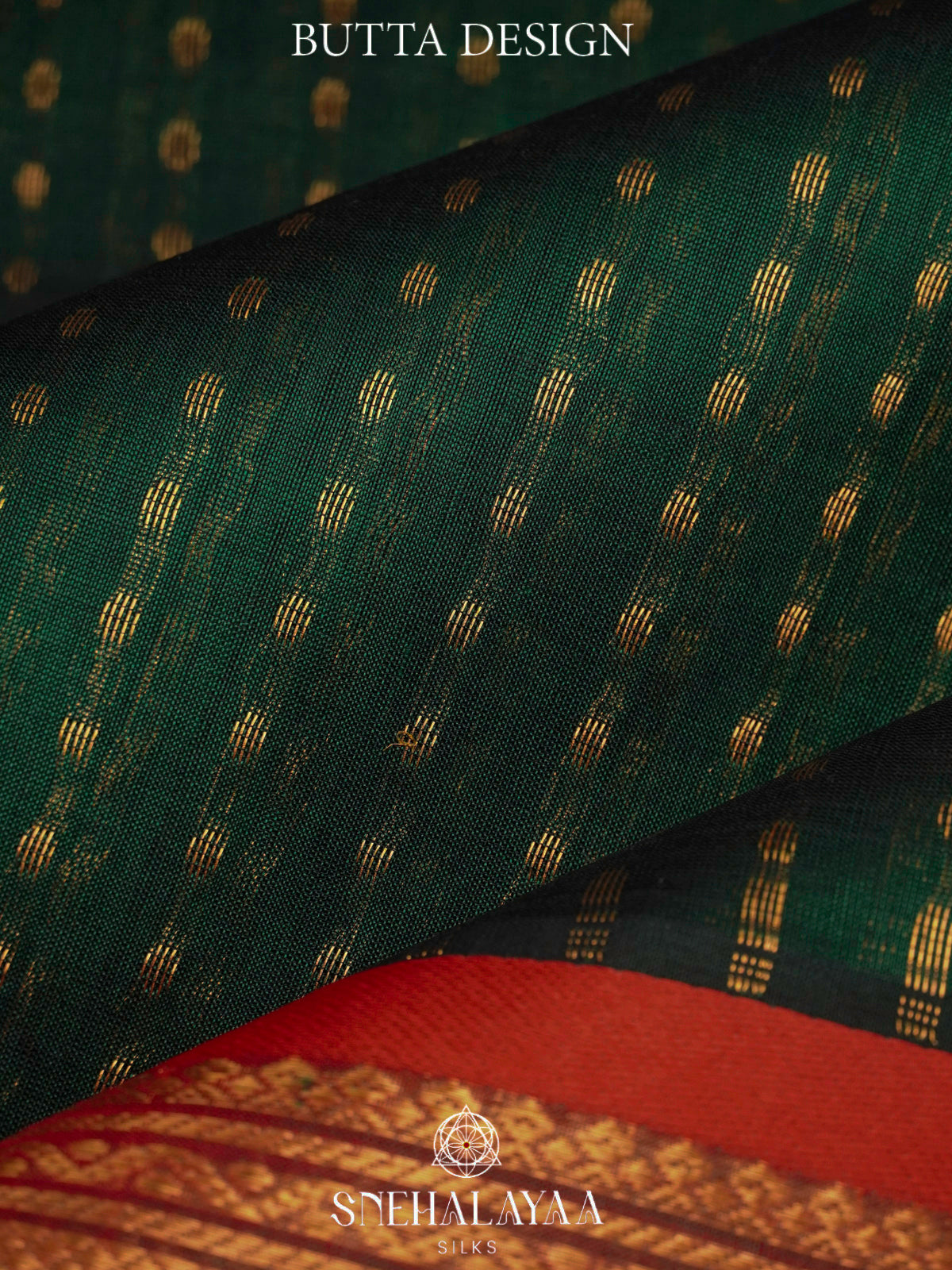 Green Kanchi Silk Cotton Saree with 1000 Buttas