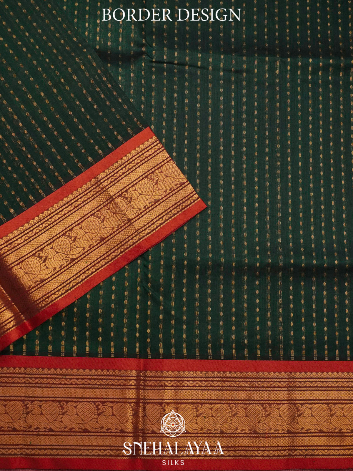Green Kanchi Silk Cotton Saree with 1000 Buttas
