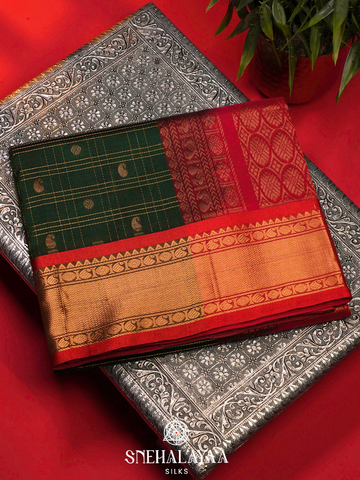 Emerald Green Kanchi Silk Cotton Saree