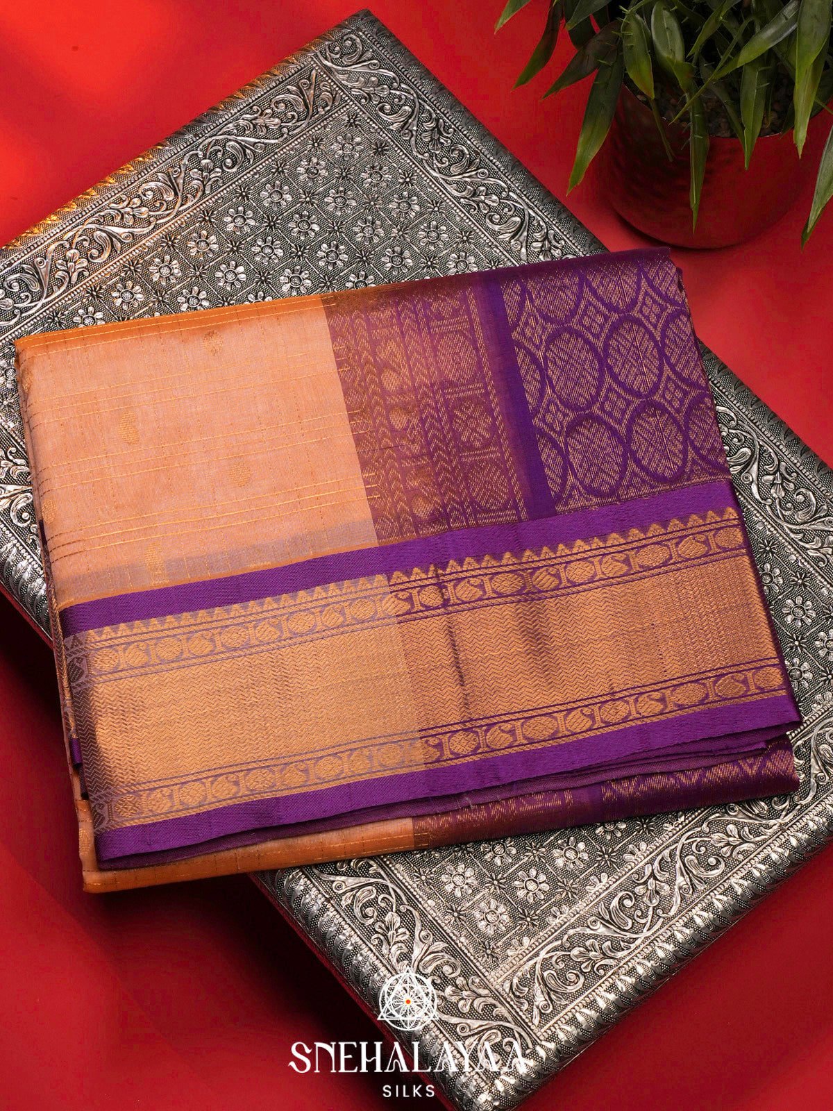 Peach Kanchi Silk Cotton Saree