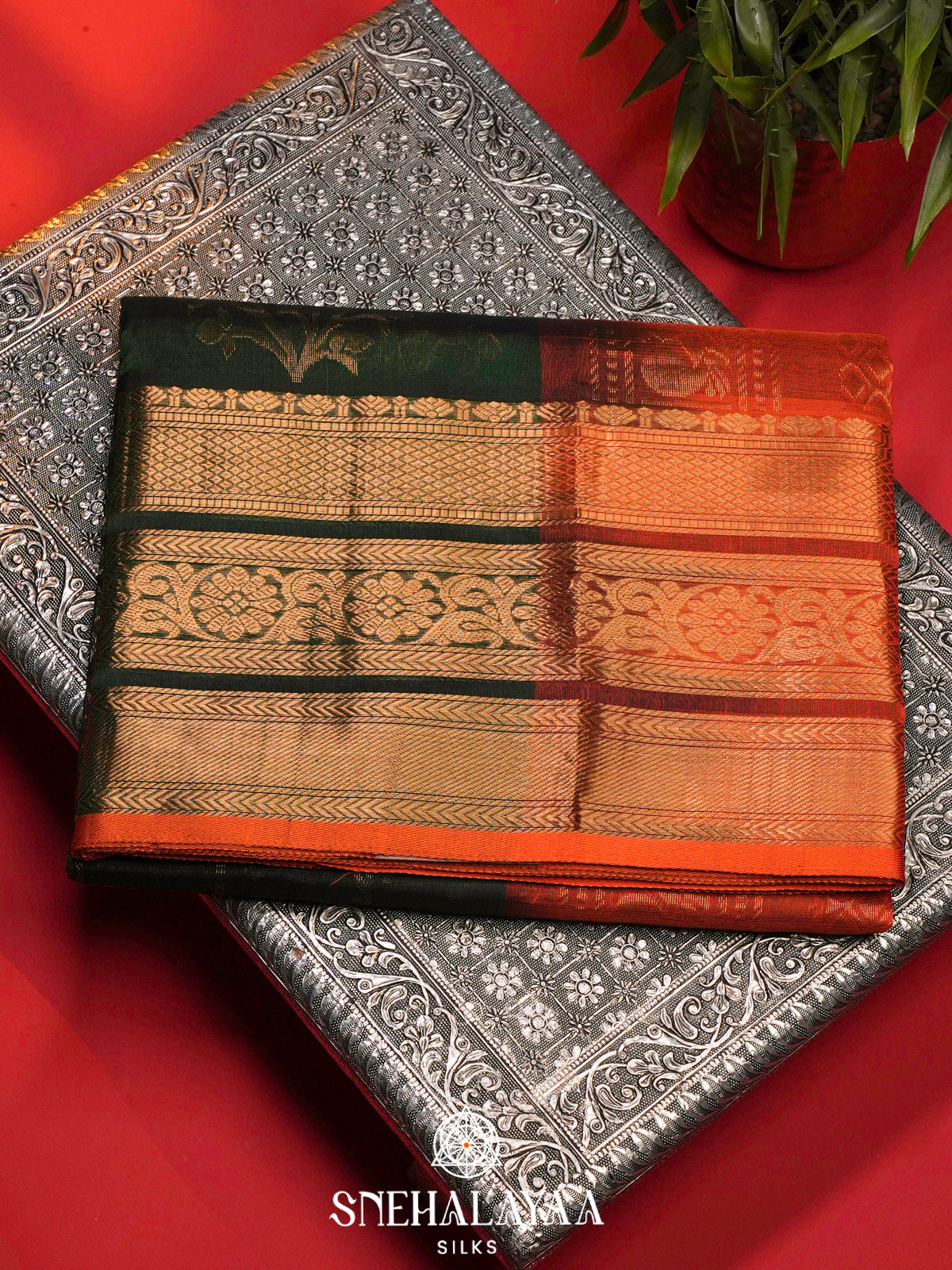 Forest Green Kanchi Silk Cotton Saree