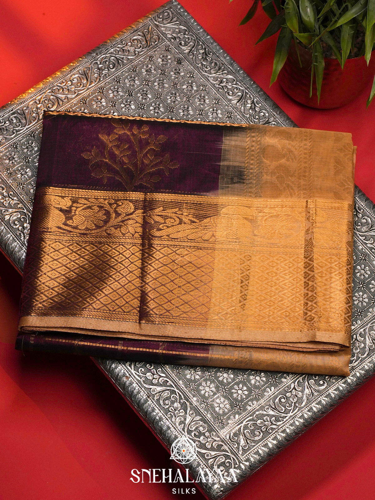 Magenta Kanchi Silk Cotton Saree
