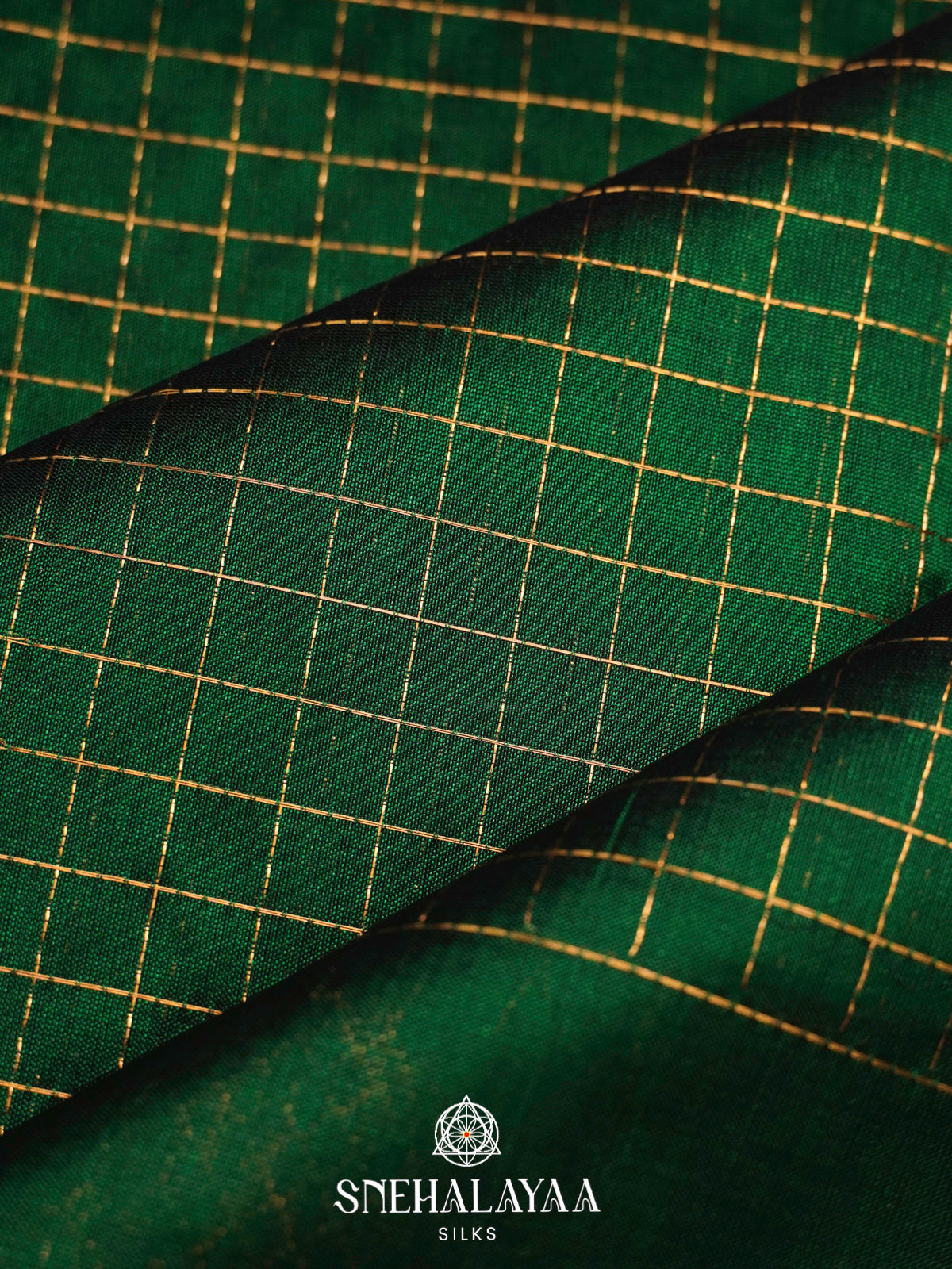 Bottle Green Silk Cotton Saree with Zari Border