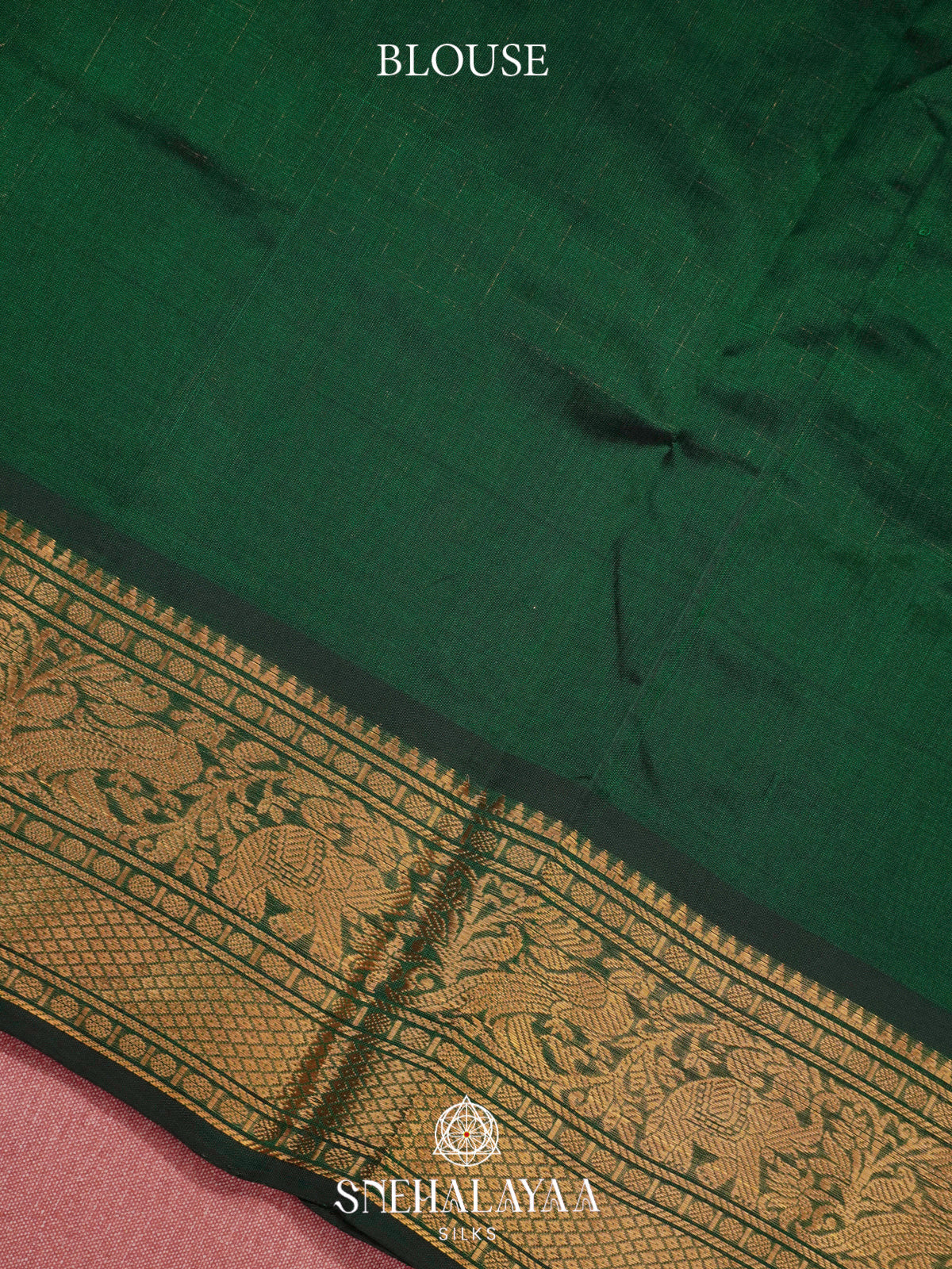 Bottle Green Silk Cotton Saree with Zari Border