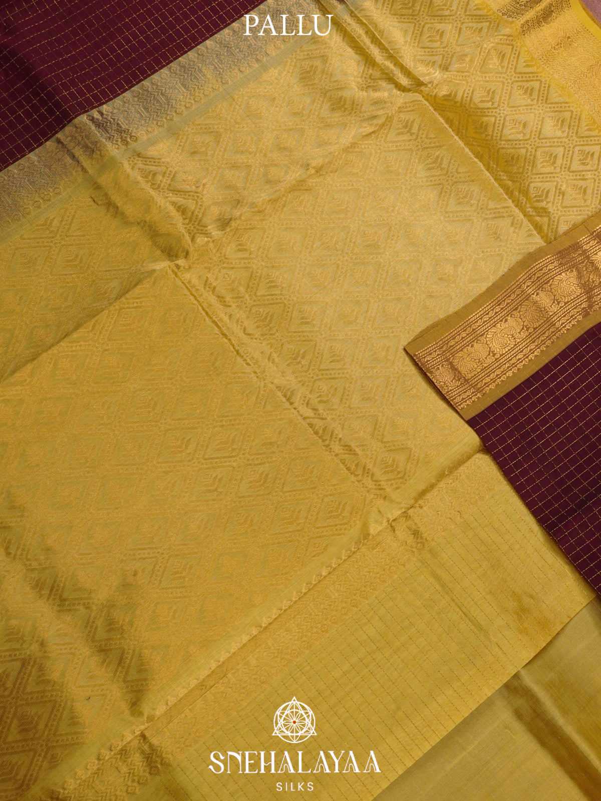 Brown Kanchi Silk Cotton Saree