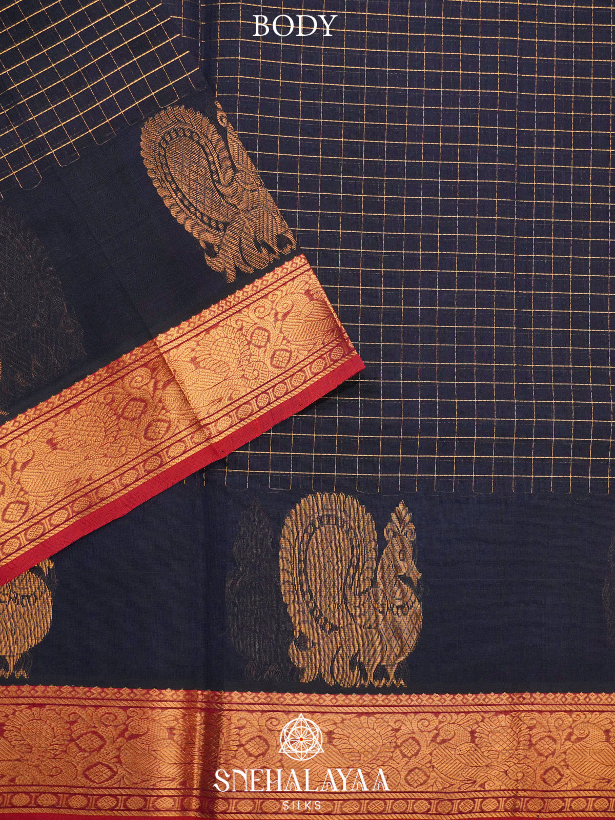 Charcol Black Kanchi Silk Cotton Saree