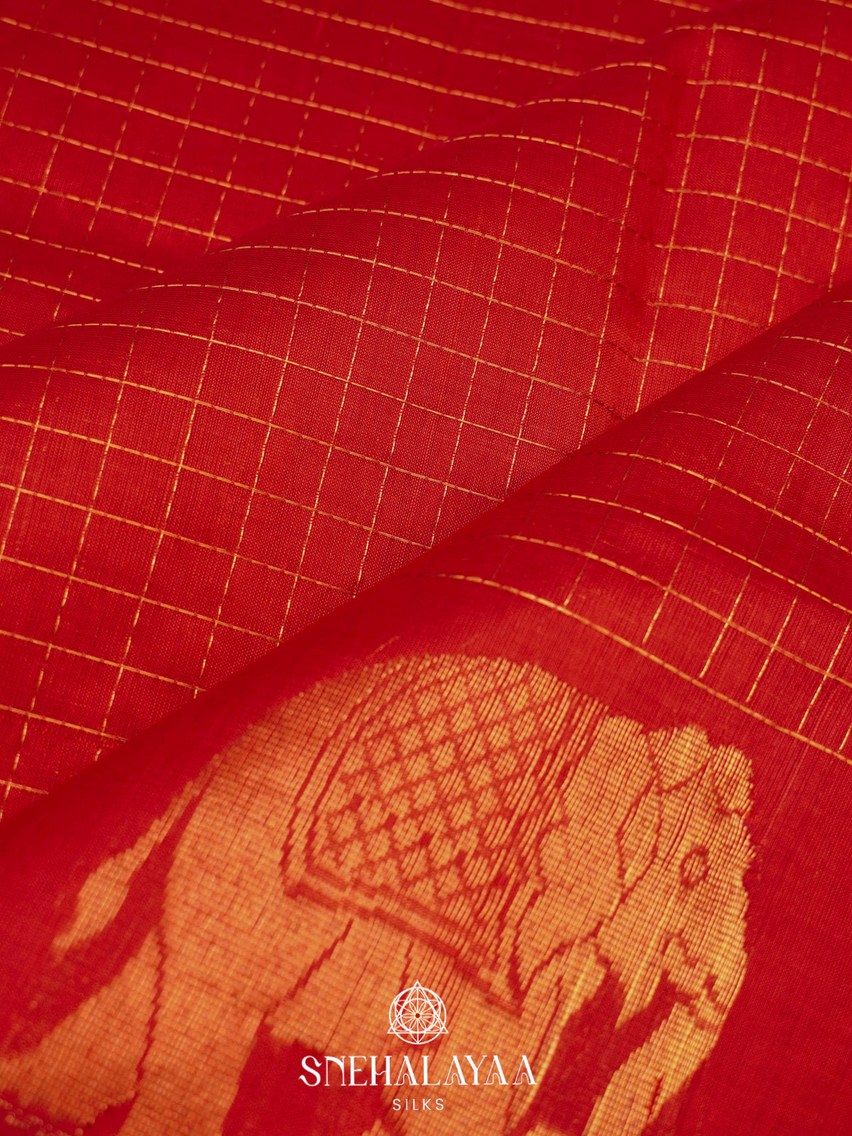Crimson Red Silk Cotton Saree with Zari Border