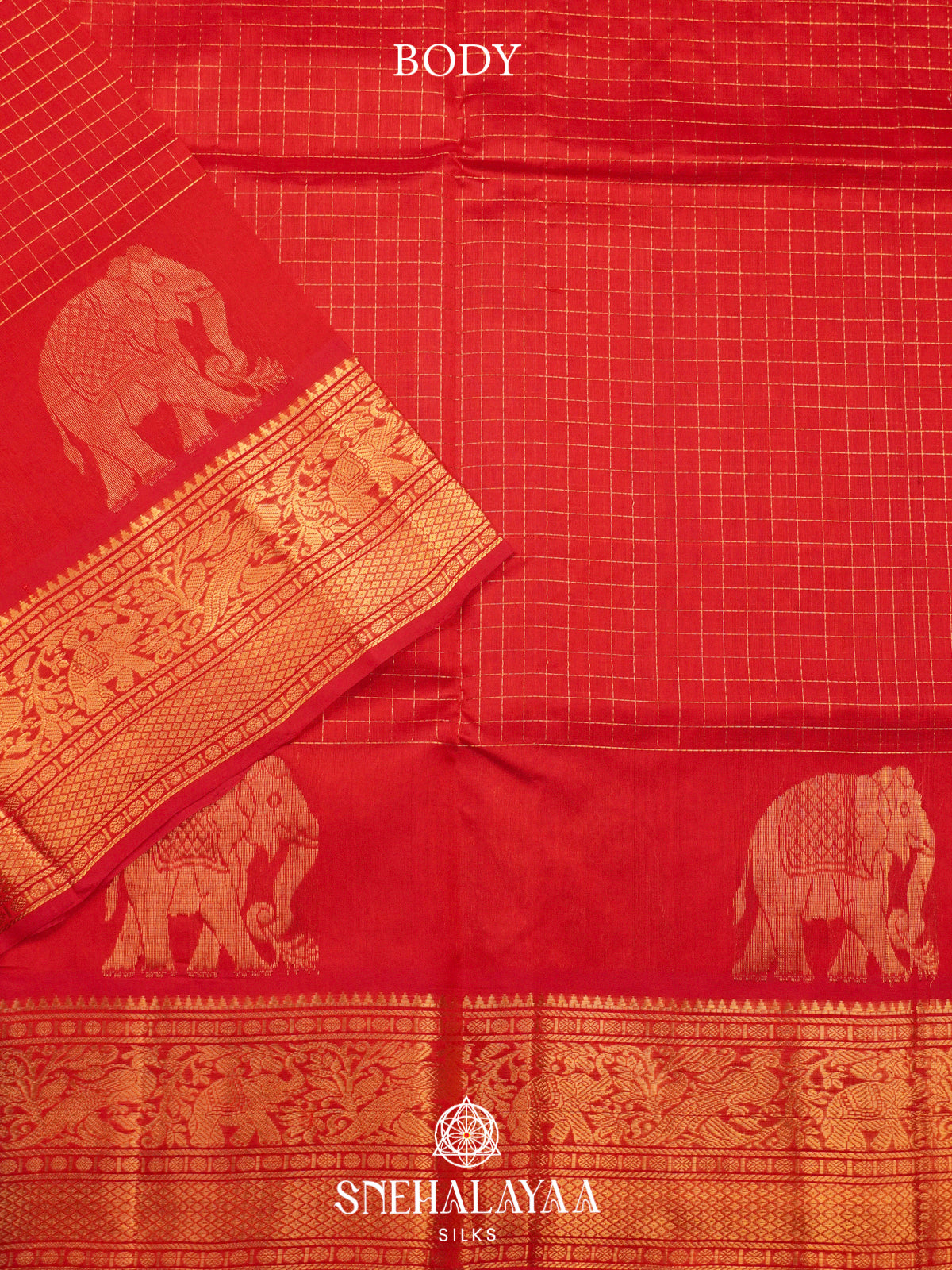 Crimson Red Silk Cotton Saree with Zari Border