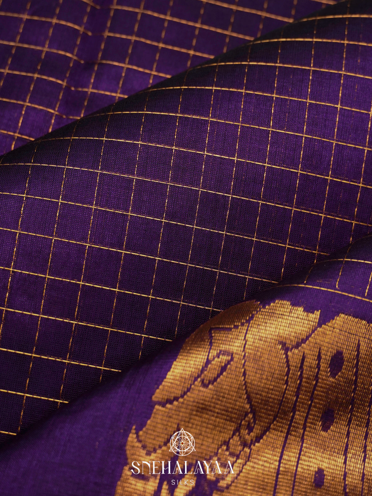 Royal Purple Silk Cotton Saree with Zari Border