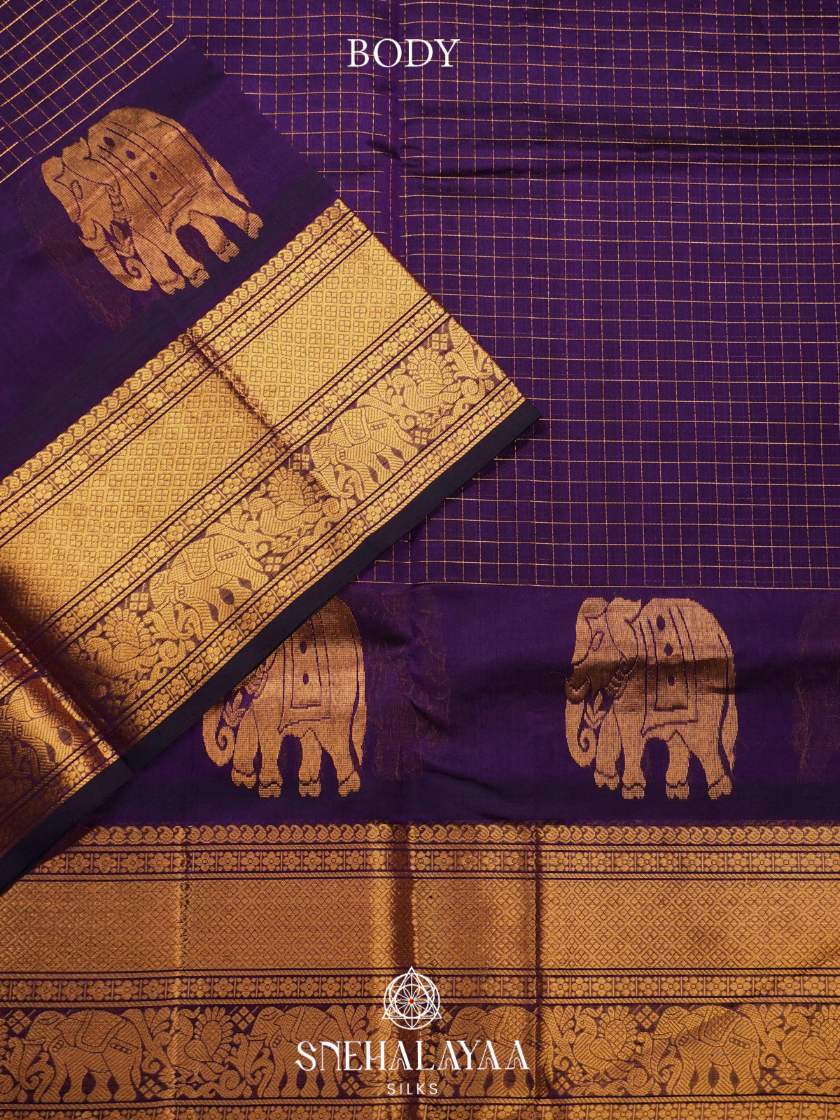 Royal Purple Silk Cotton Saree with Zari Border