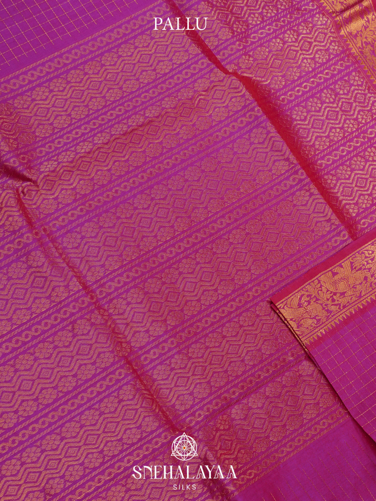 Magenta Pink Silk Cotton Saree with Zari Border