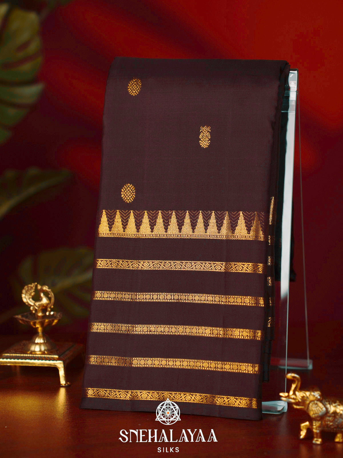 Coffee Brown Kanjivaram Silk Saree
