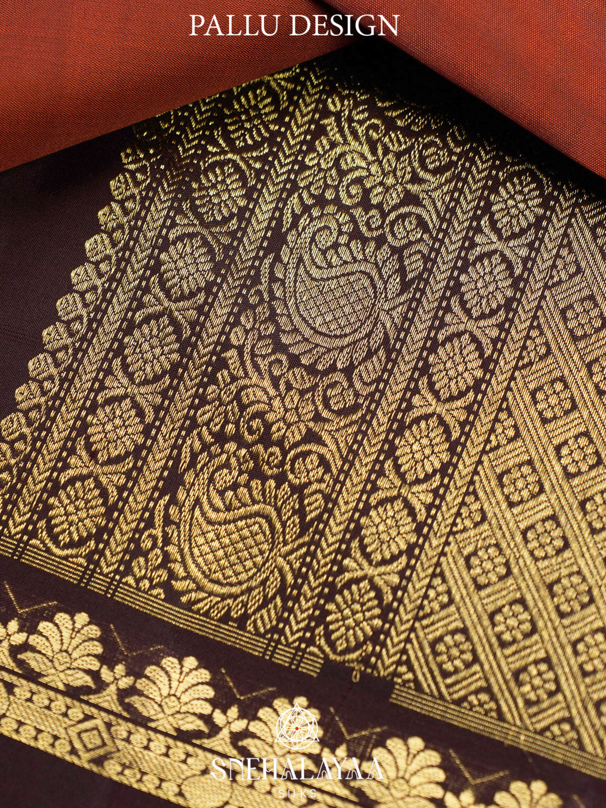 Burnt Orange Kanjivaram Silk Saree