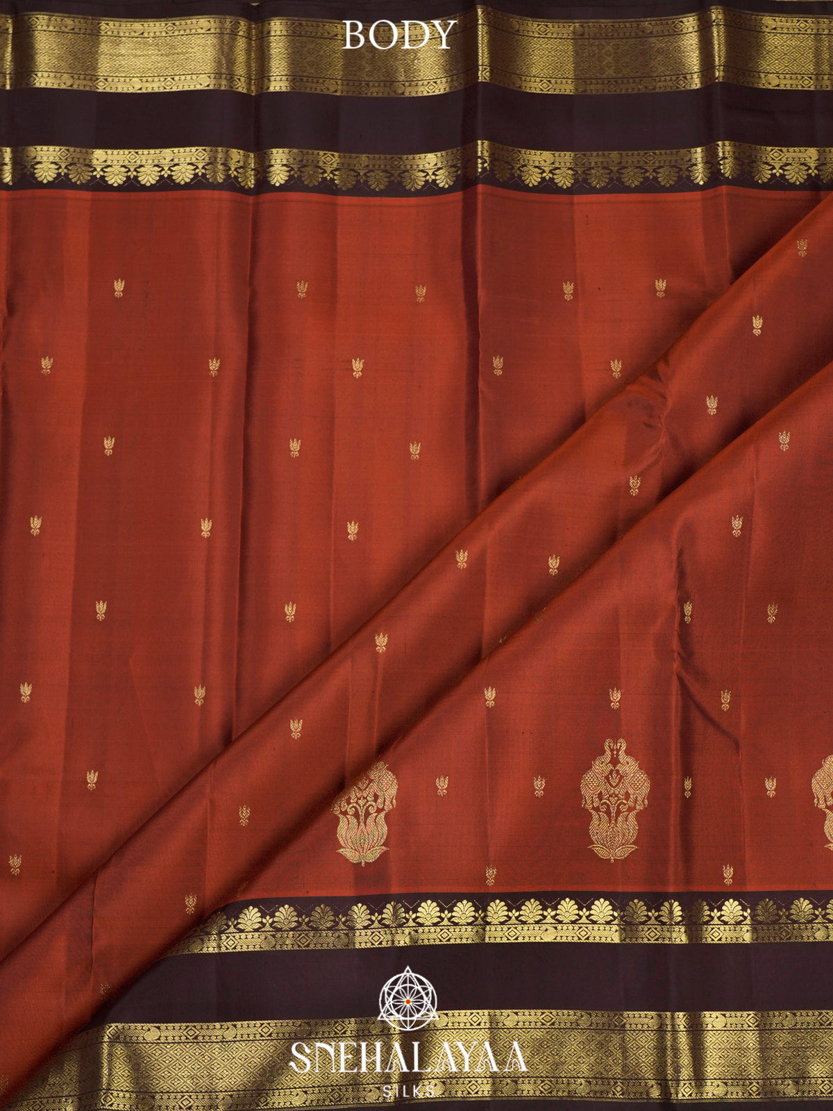 Burnt Orange Kanjivaram Silk Saree