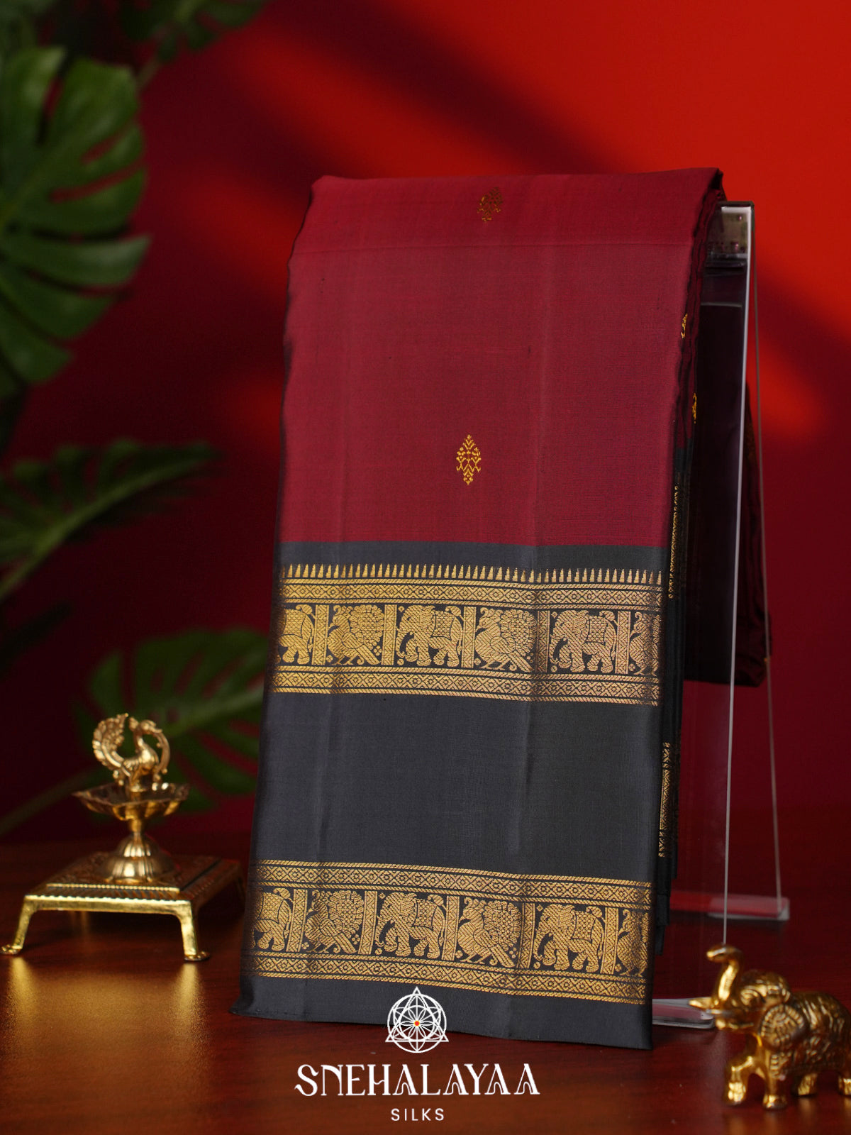 Maroon Kanjivaram Silk Saree