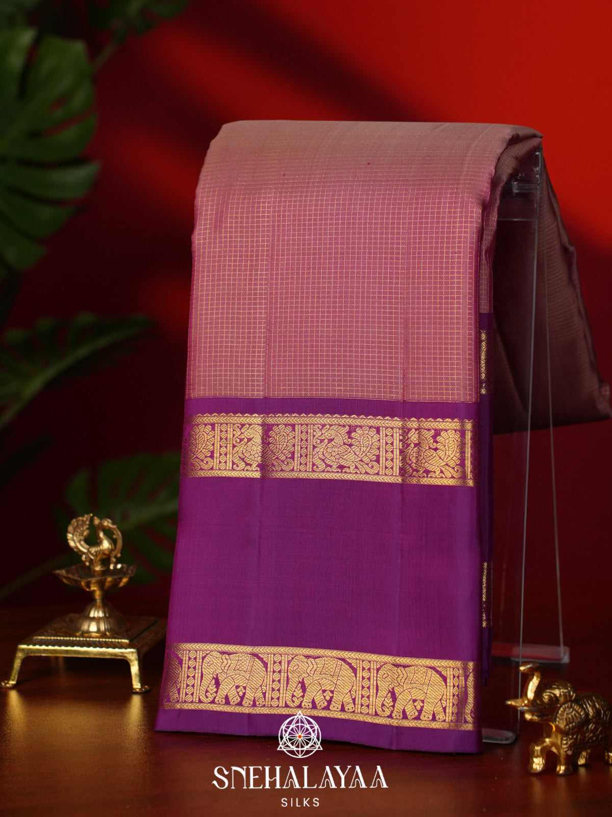 Mauve Pink Kanjivaram Silk Saree