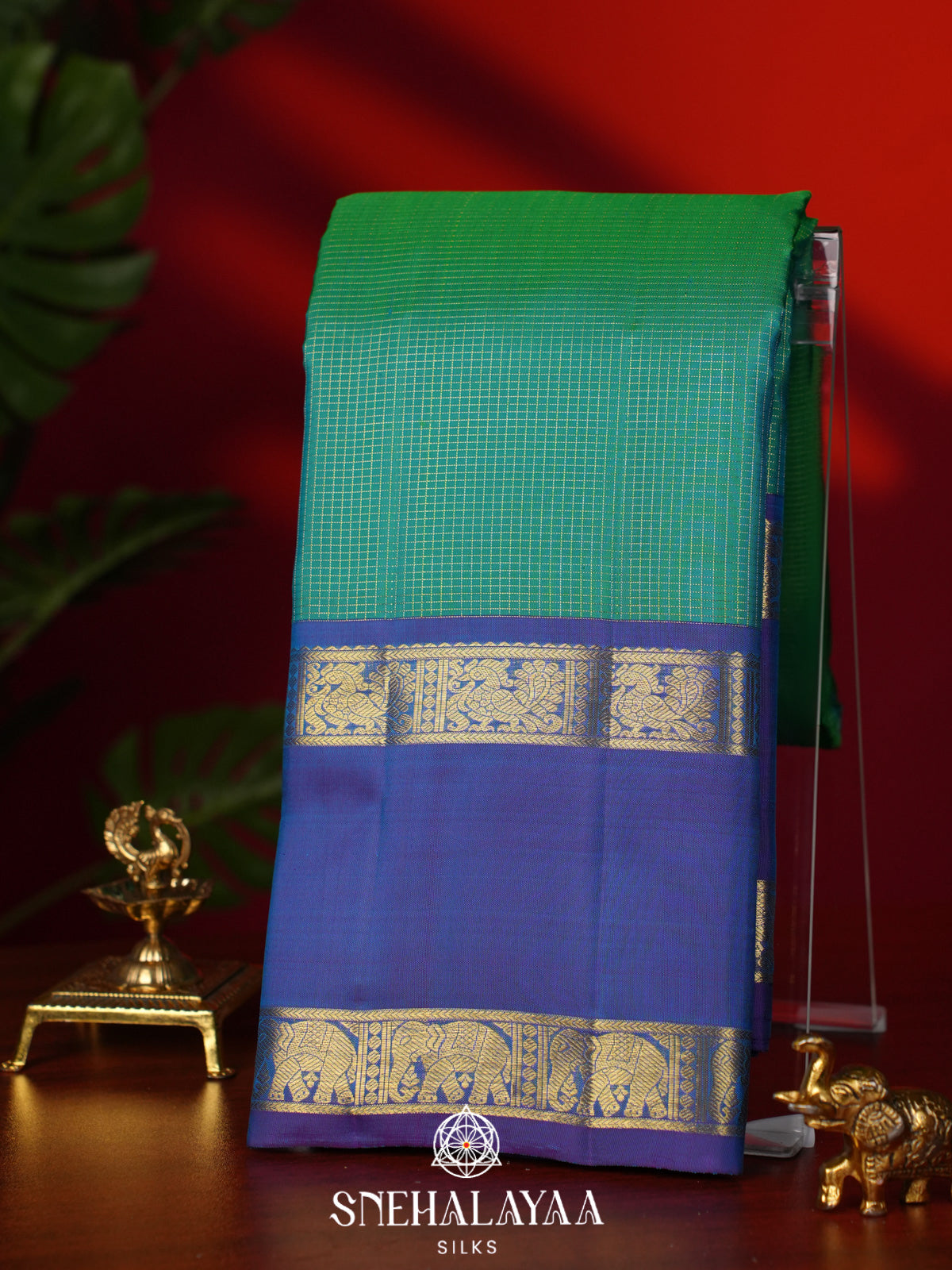 Teal Green Kanjivaram Silk Saree