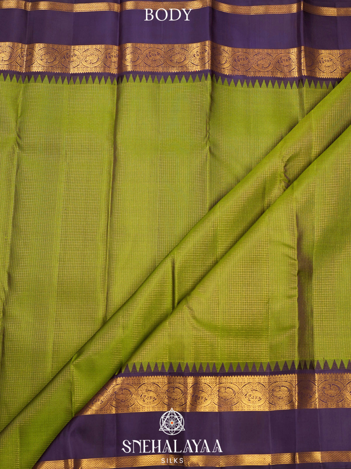 Lime Green Kanjivaram Silk Saree