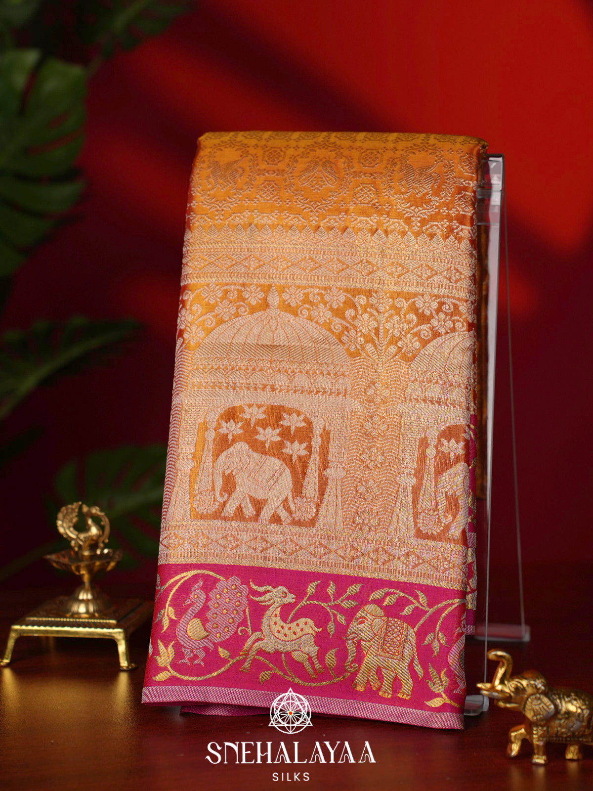 Peach Kanjivaram Silk Saree