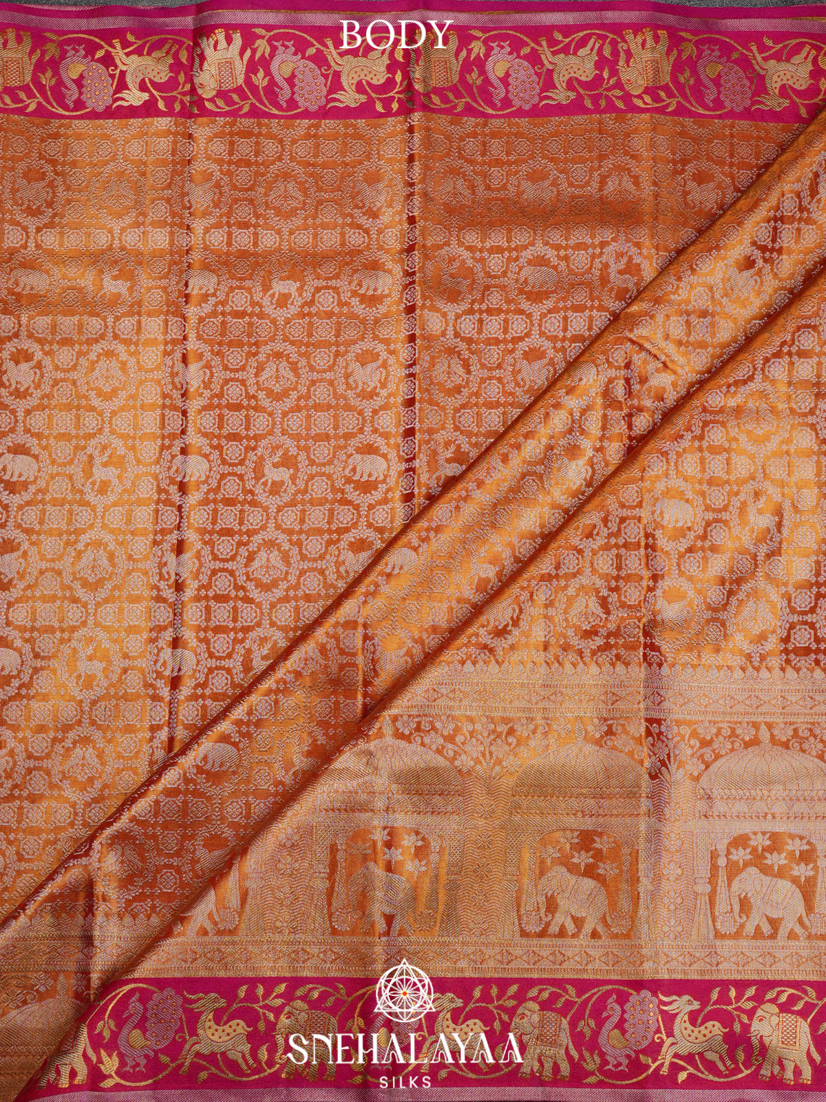 Peach Kanjivaram Silk Saree